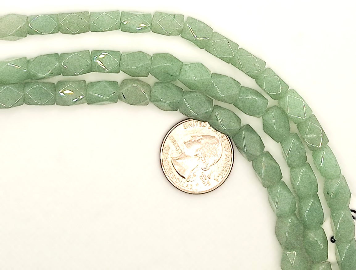 10x7mm Green Aventurine Baroque Faceted Nugget Gemstone Beads 8-inch Strand
