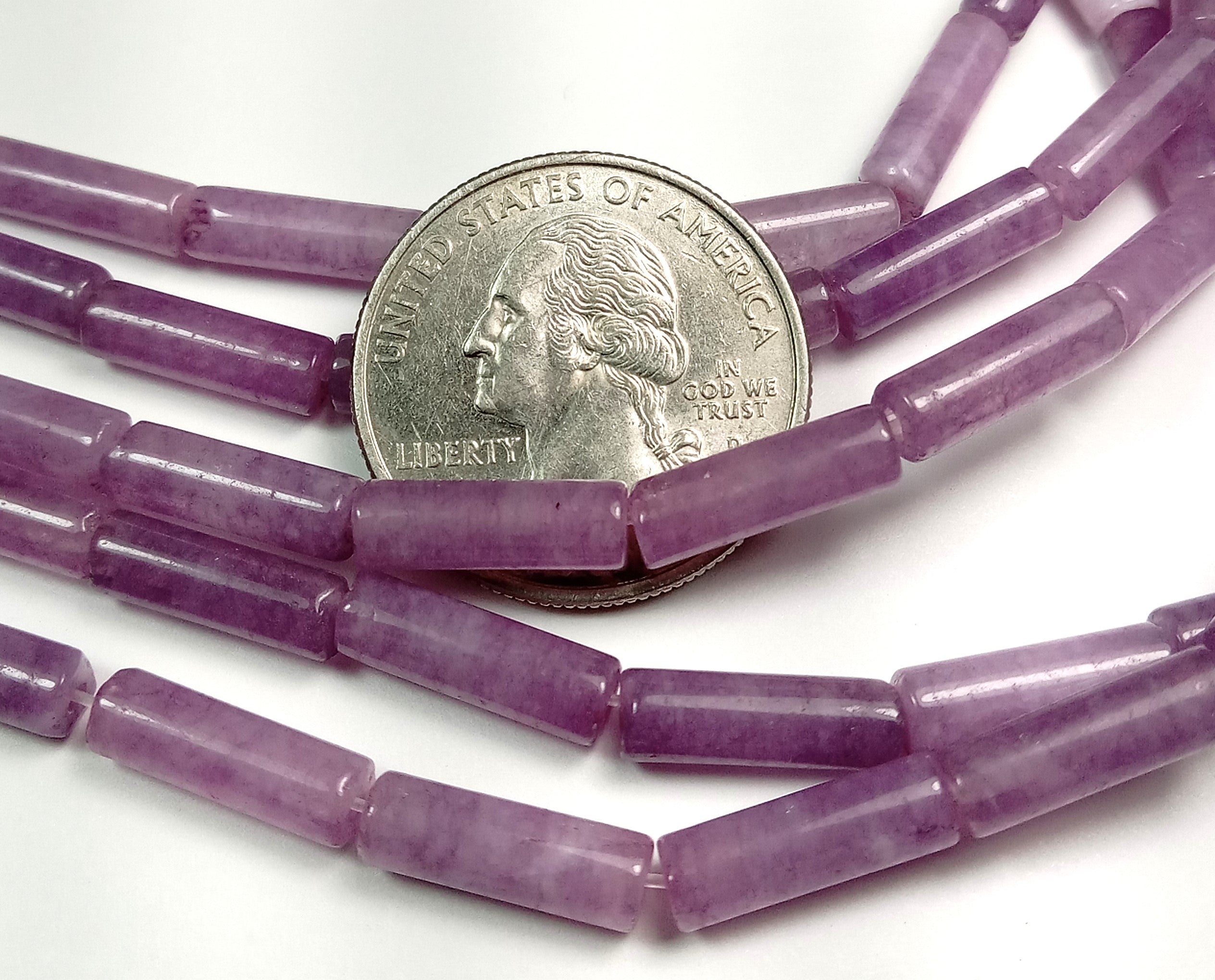 13x4mm Lavender Quartz Tube Gemstone Beads 8-Inch Strand