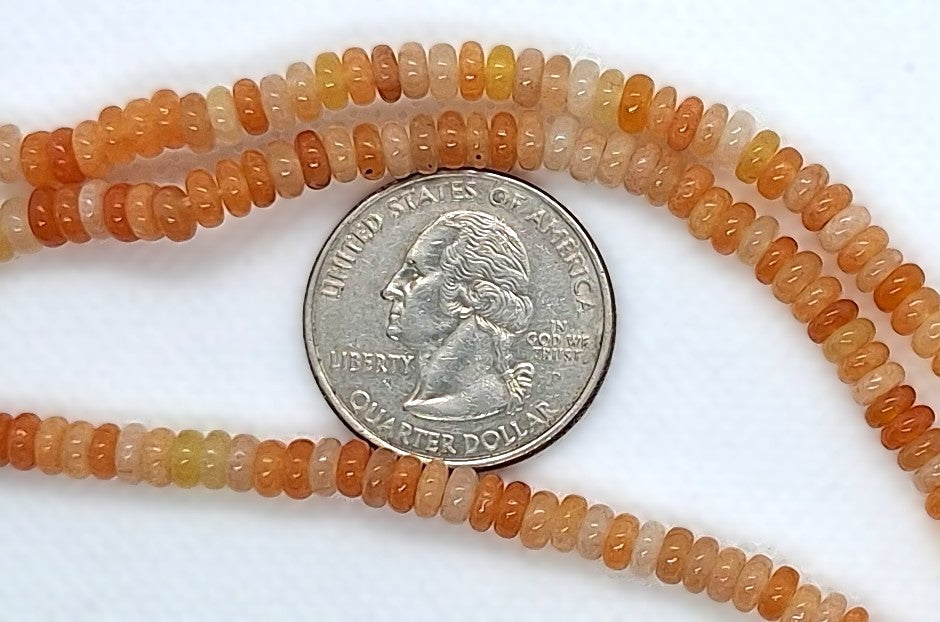4x2mm Red Aventurine Smooth Rondelle Gemstone Beads 8-Inch Strand