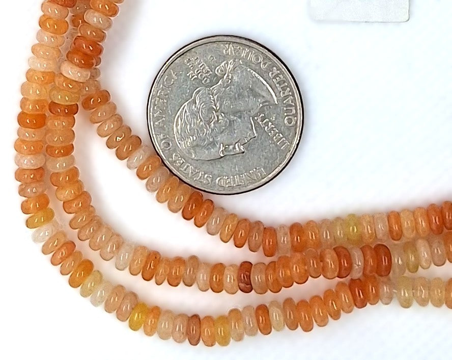 4x2mm Red Aventurine Smooth Rondelle Gemstone Beads 8-Inch Strand