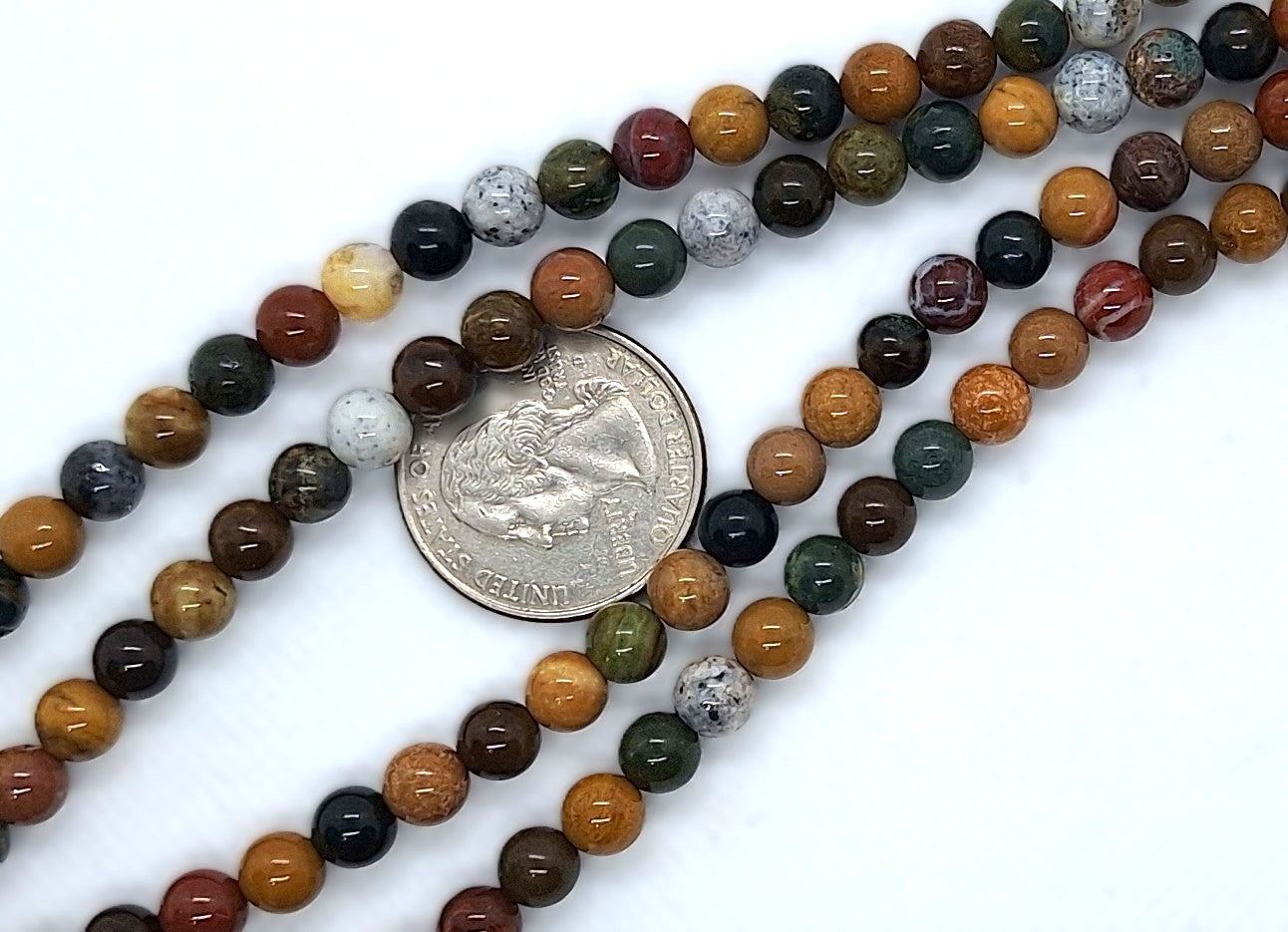 6mm Ocean Jasper Round Gemstone Beads 8-Inch Strand
