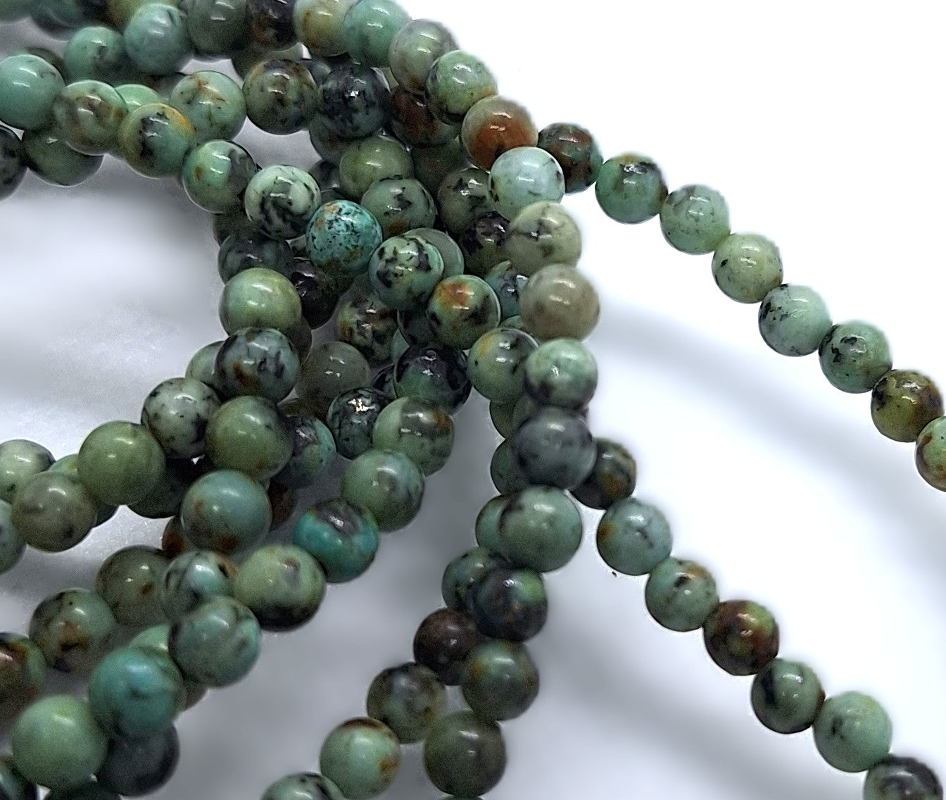 4mm African Turquoise Natural Round Gemstone Beads 16-Inch Strand