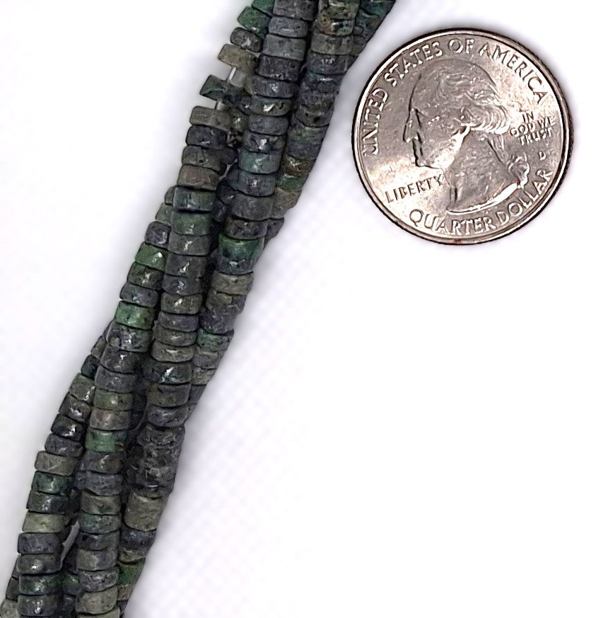 4x2mm African Turquoise Heishi Gemstone Beads 16-inch Strand