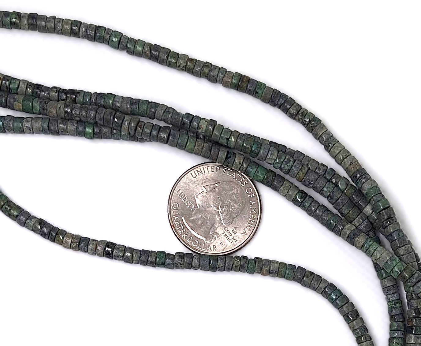 4x2mm African Turquoise Heishi Gemstone Beads 16-inch Strand