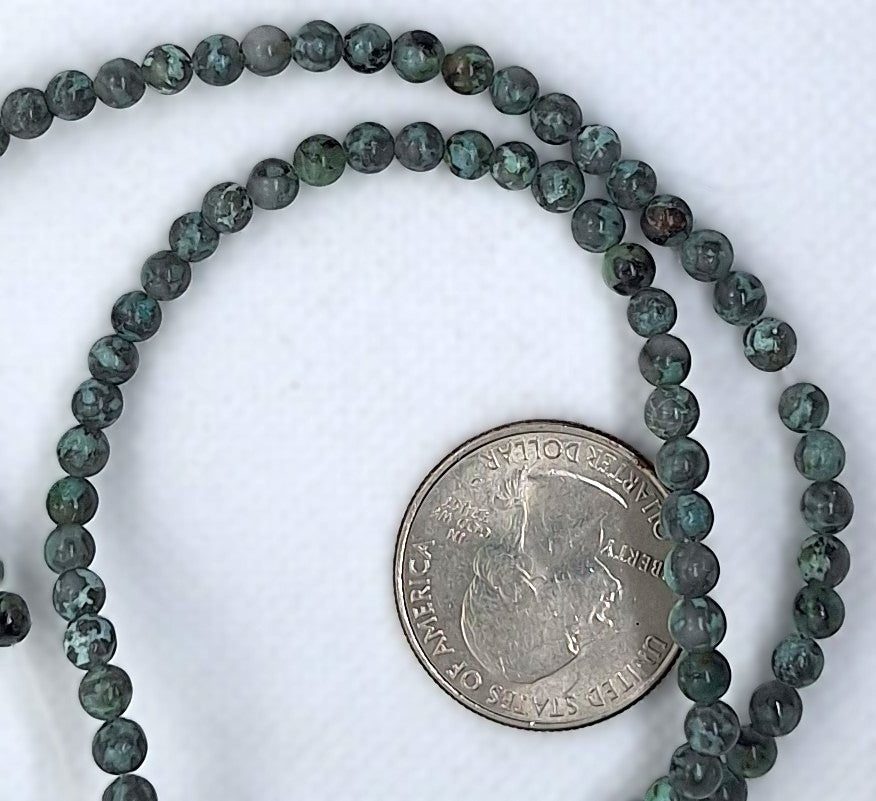4mm Blue Gray African Turquoise Gemstone Beads 16-Inch Strand
