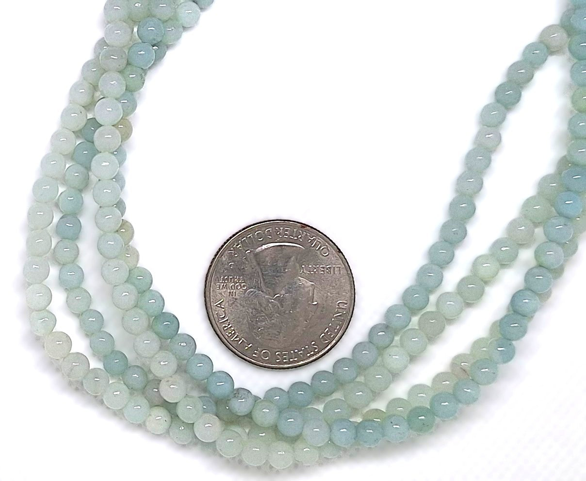 4mm Amazonite Round Gemstone Beads 16-inch Strand