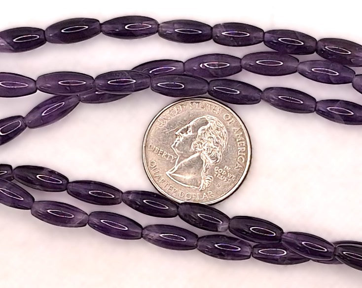 12x5mm Amethyst Rice Gemstone Beads 8-Inch Strand