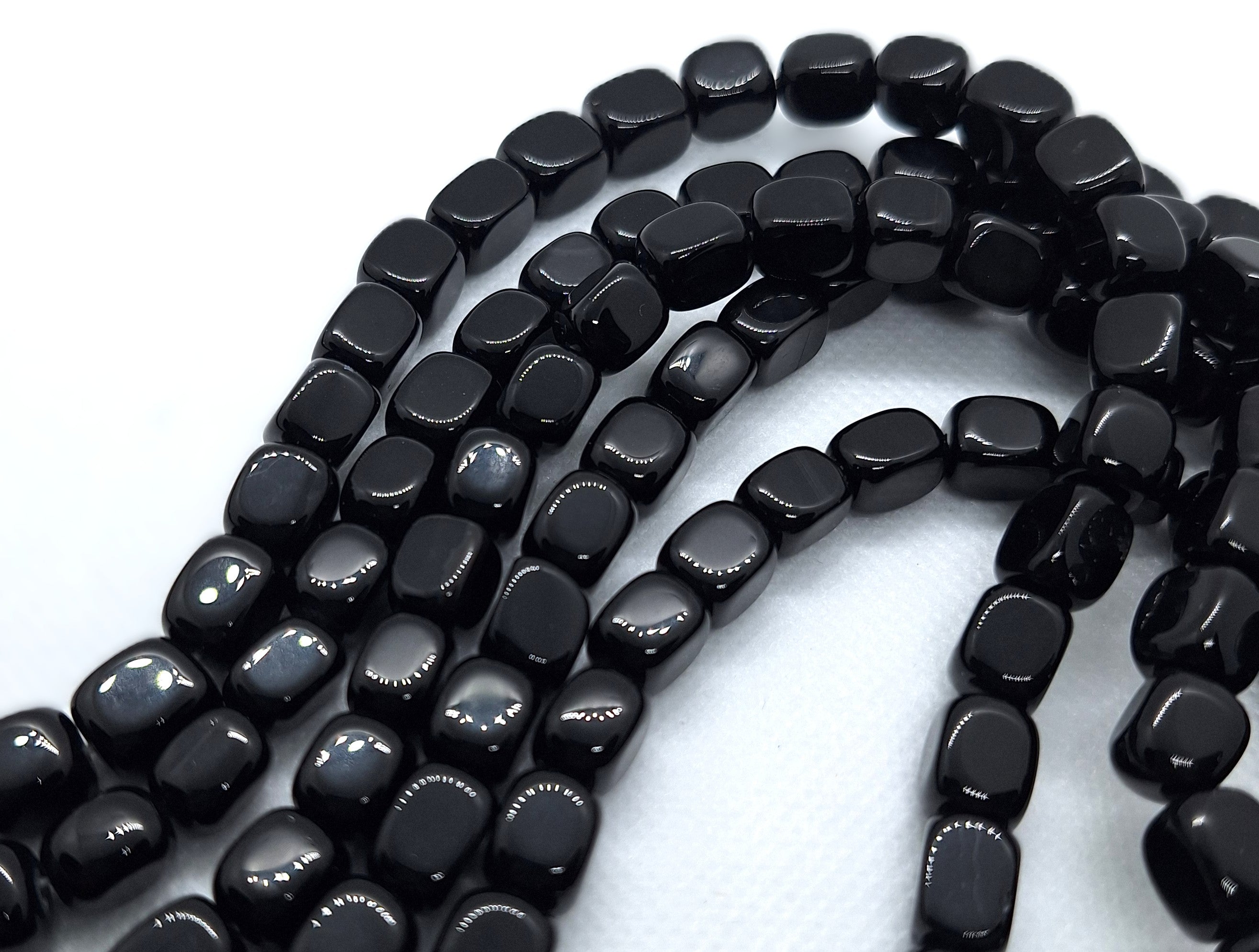 10x6mm Black Onyx Faceted Nugget Gemstone Beads 16-Inch Strand