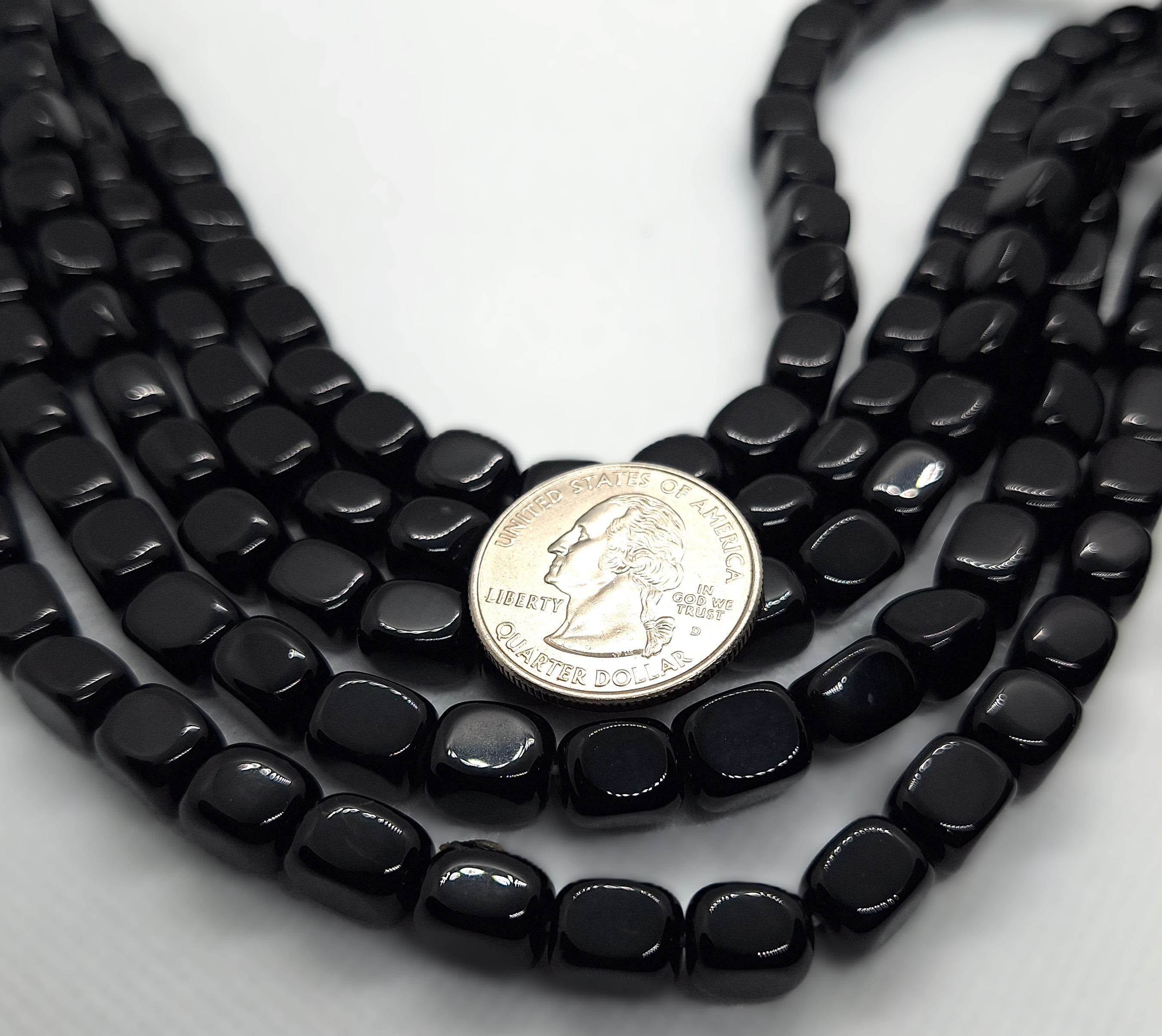 10x6mm Black Onyx Faceted Nugget Gemstone Beads 16-Inch Strand