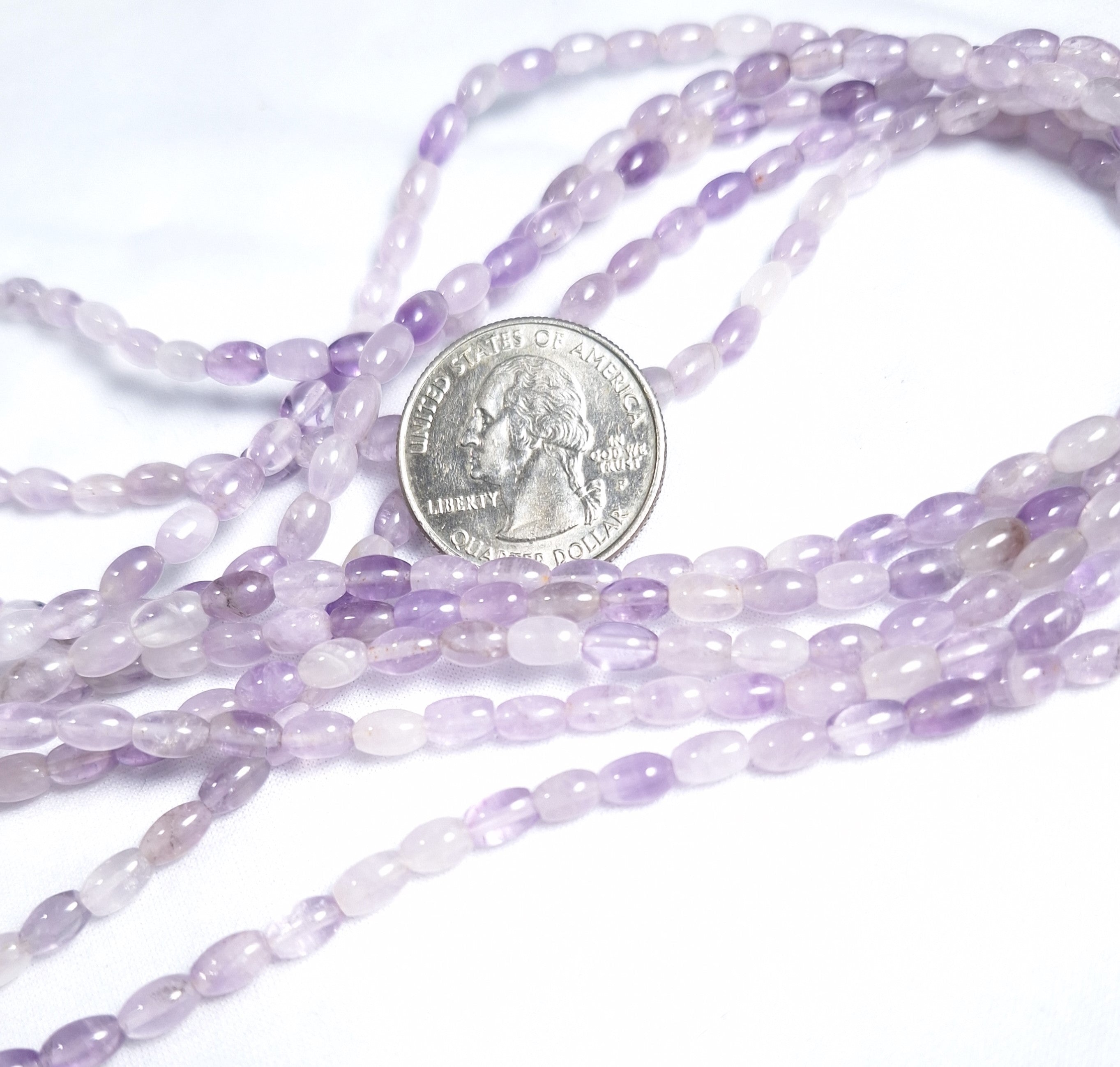 6x4mm Cape Amethyst Rice Shaped Gemstone Beads 16-Inch Strand