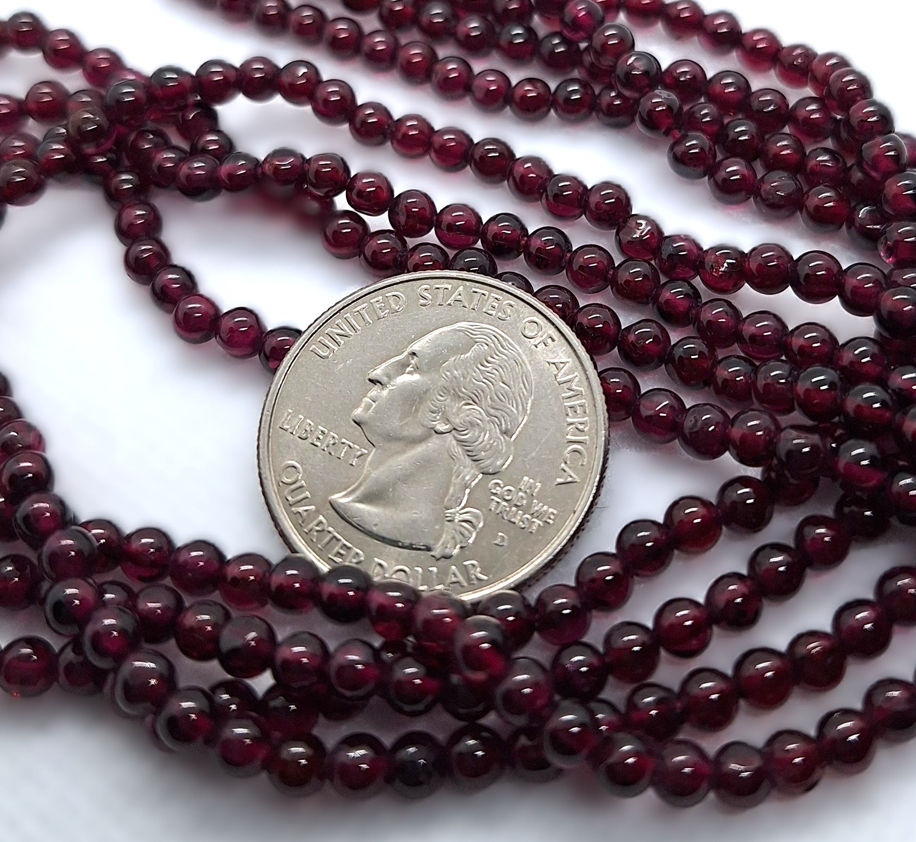 3mm Garnet Round Gemstone Beads 16-Inch Strand