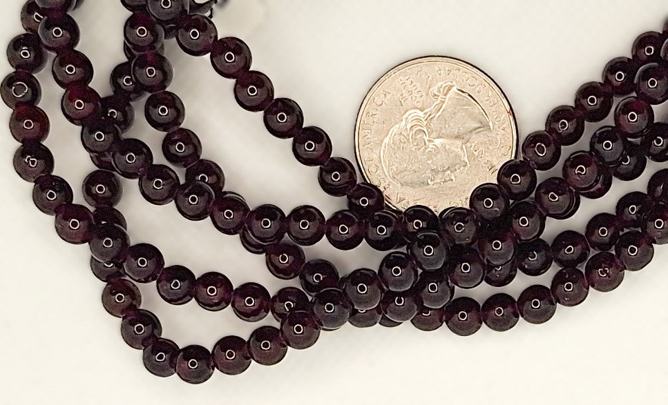6mm Red Garnet Round Gemstone Beads 8-inch Strand