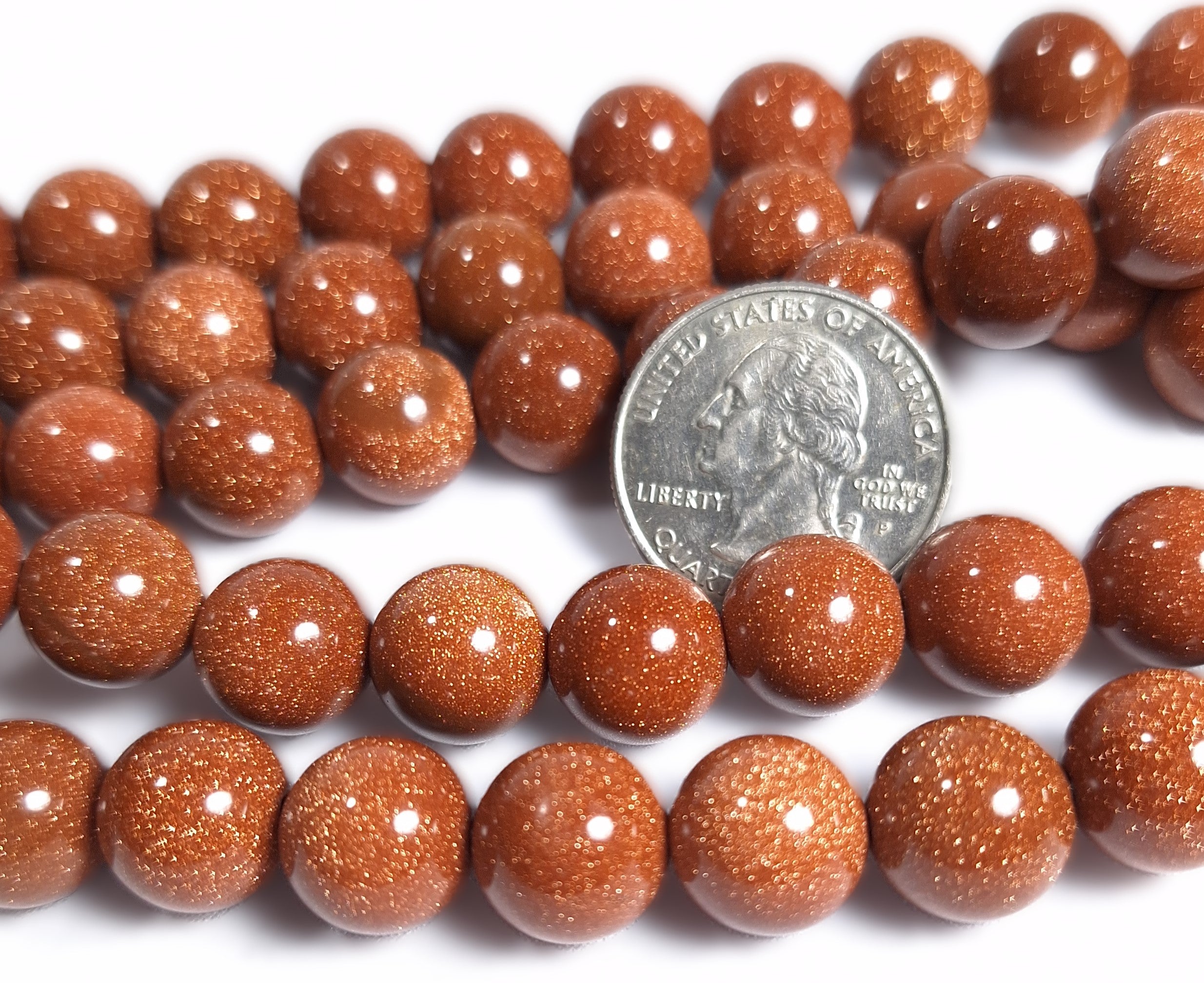 12mm Goldstone Round Gemstone Beads 16-Inch Strand