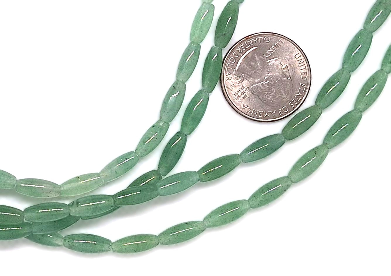 12x5mm Green Aventurine Rice Gemstone Beads 16-inch Strand