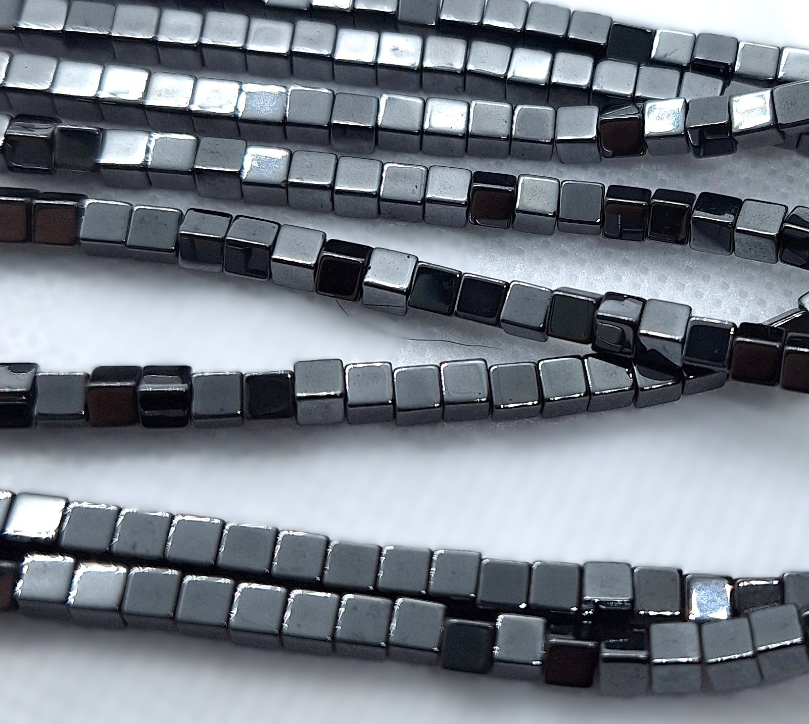 3mm AA Hematite Cube Gemstone Beads 16-Inch Strand
