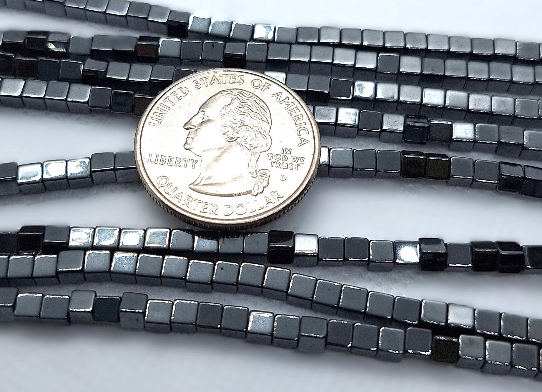 3mm AA Hematite Cube Gemstone Beads 16-Inch Strand