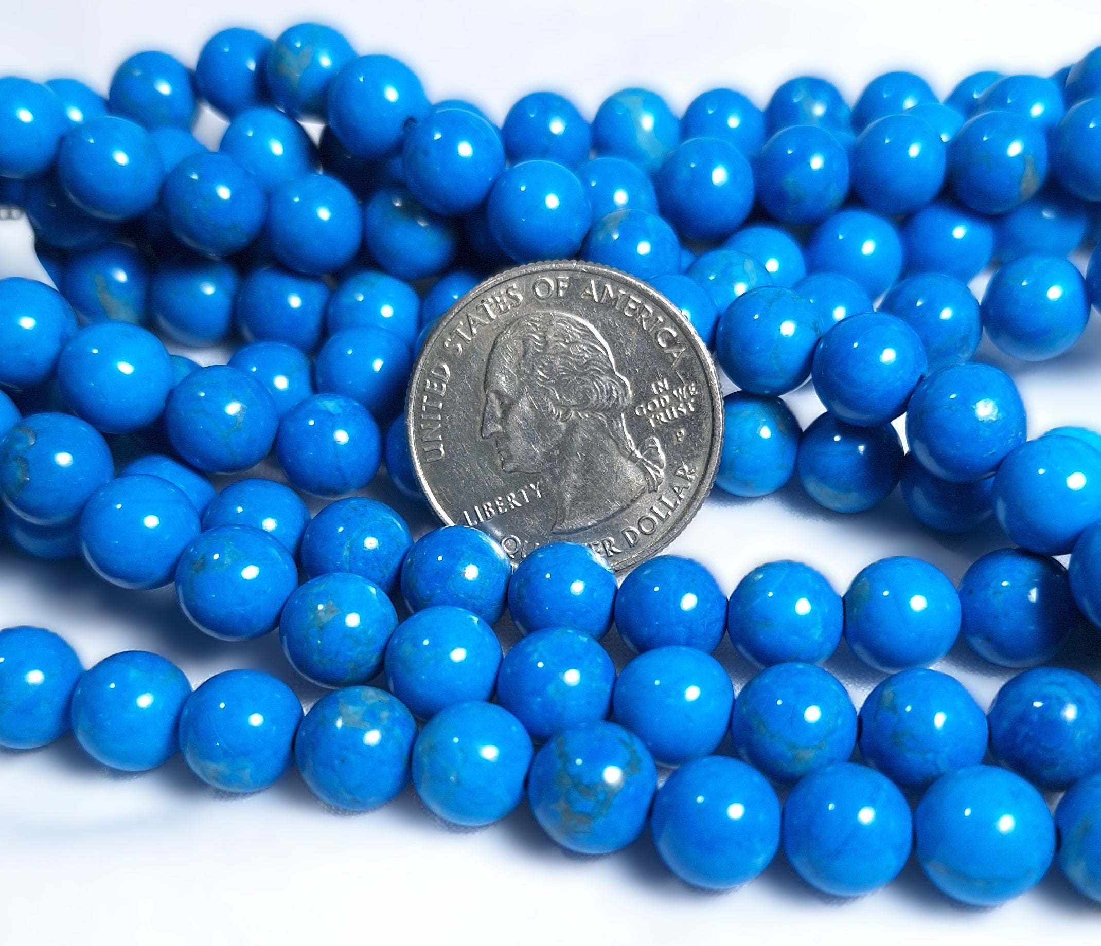 8mm Deep Sky Blue Dyed Howlite Gemstone Beads 16-Inch Strand