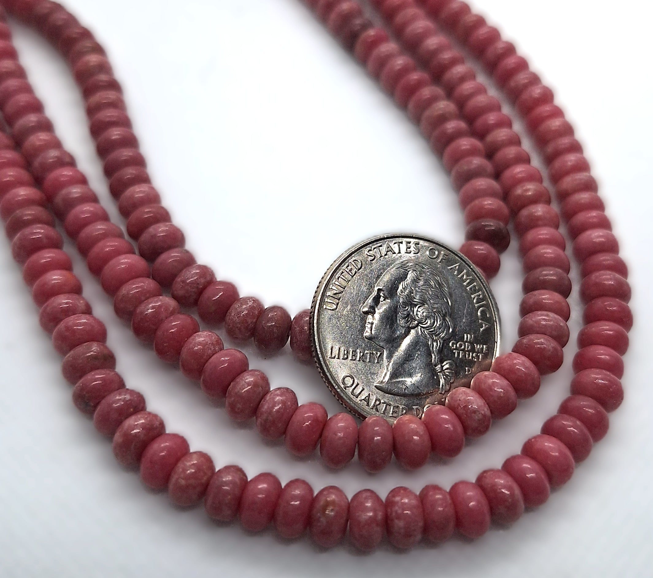 6x3mm Rhodonite Light Smooth Rondelle Gemstone Beads 16-Inch Strand