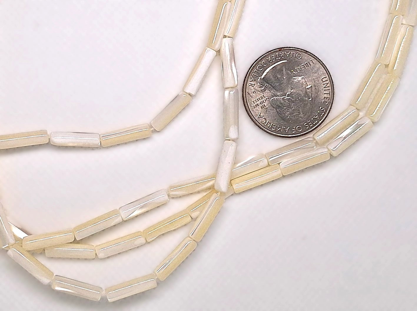 13x4mm Mother of Pearl MOP Cylinder Tube Gemstone Beads 16-inch Strand