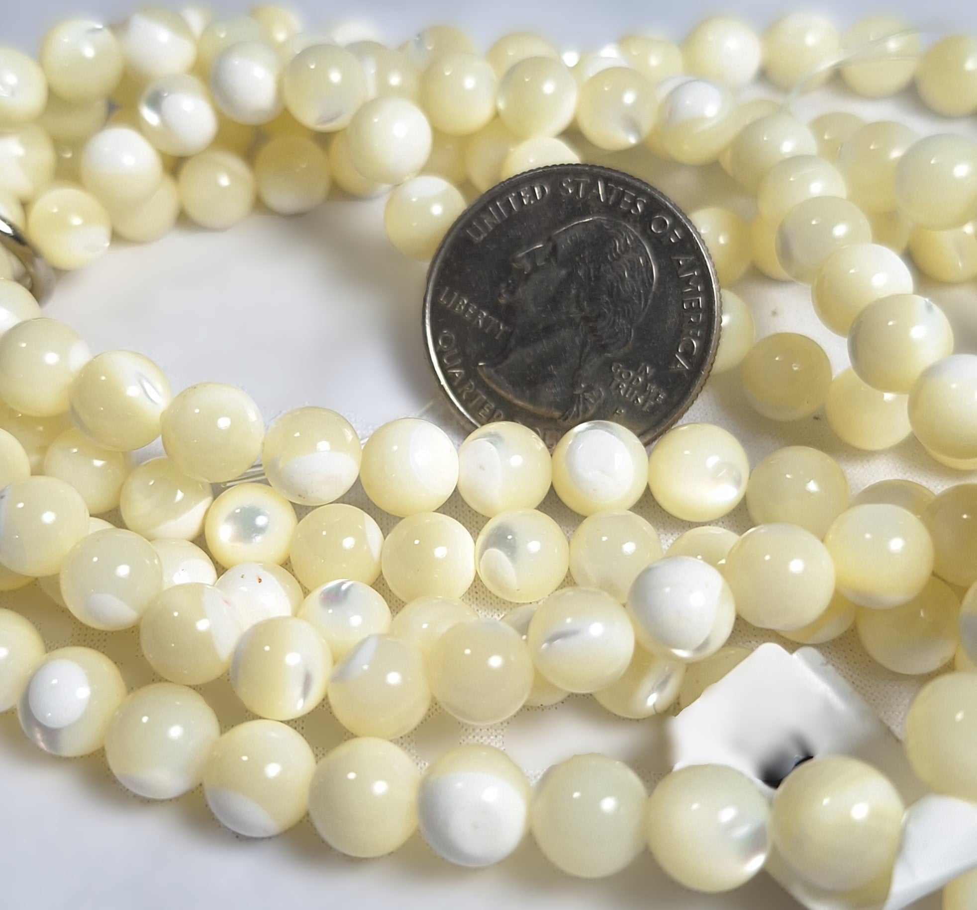 7mm Mother of Pearl MOP Round Gemstone Beads 16-Inch Strand