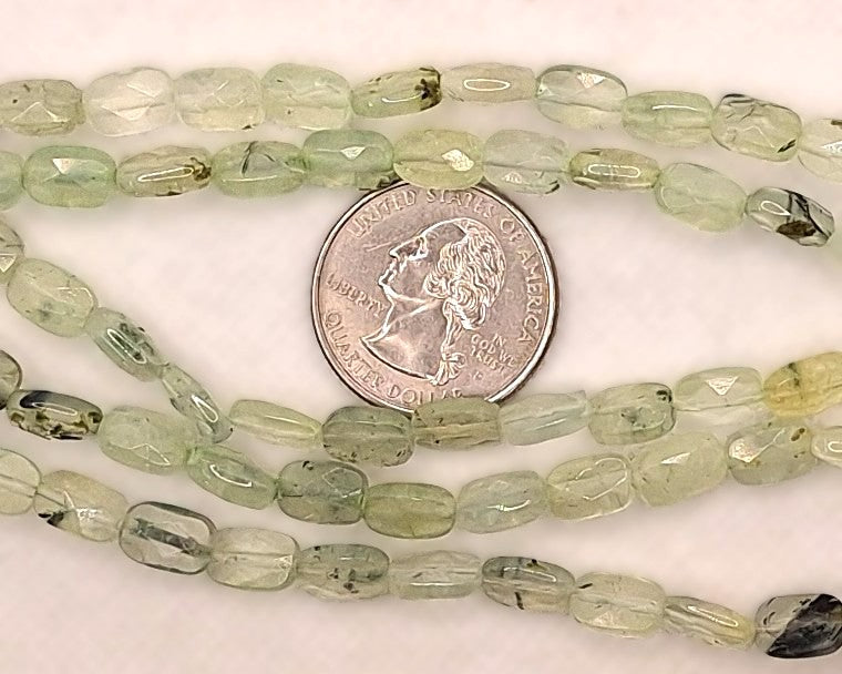 10x6mm Prehnite Faceted Rectangle Gemstone Beads 8-Inch Strand