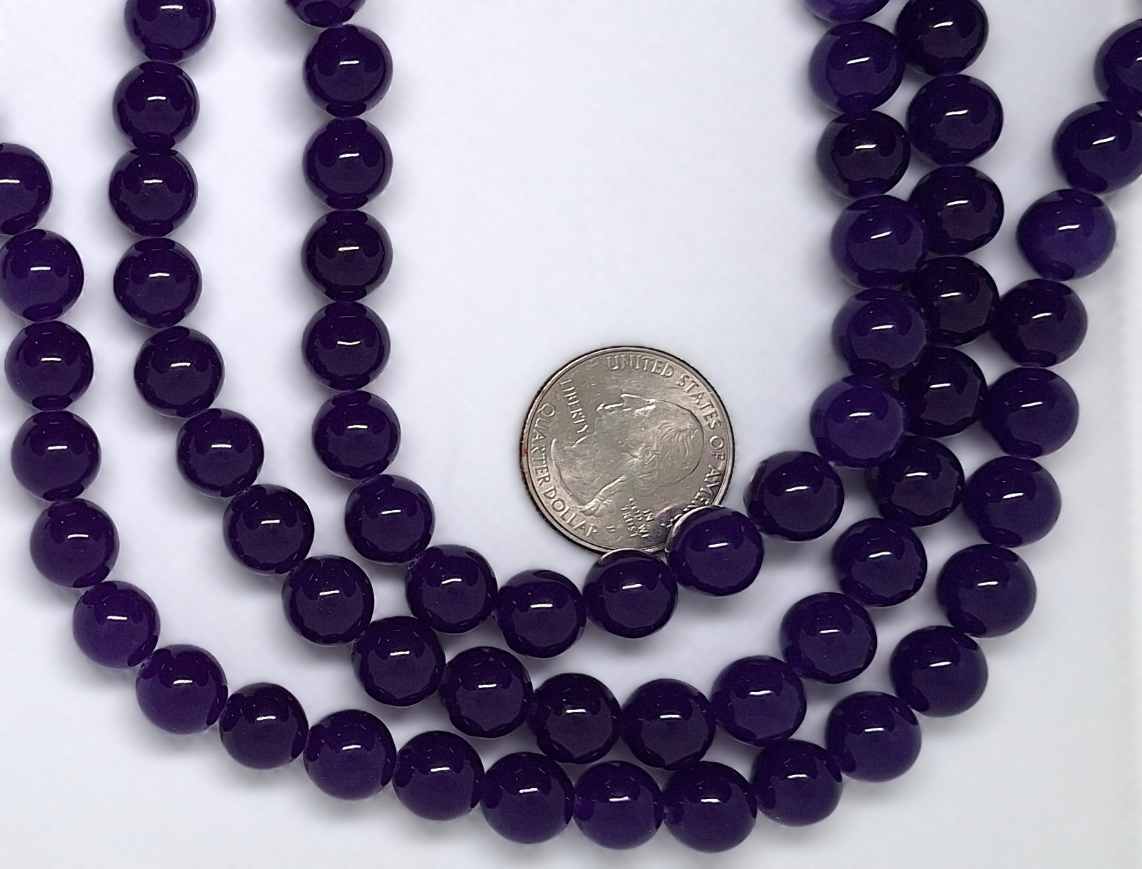 10mm Purple Dyed Jade Round Gemstone Beads 16-inch Strand