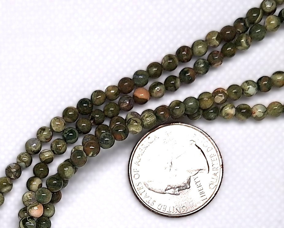 4mm Rhyolite Round Gemstone Beads 16-inch Strand