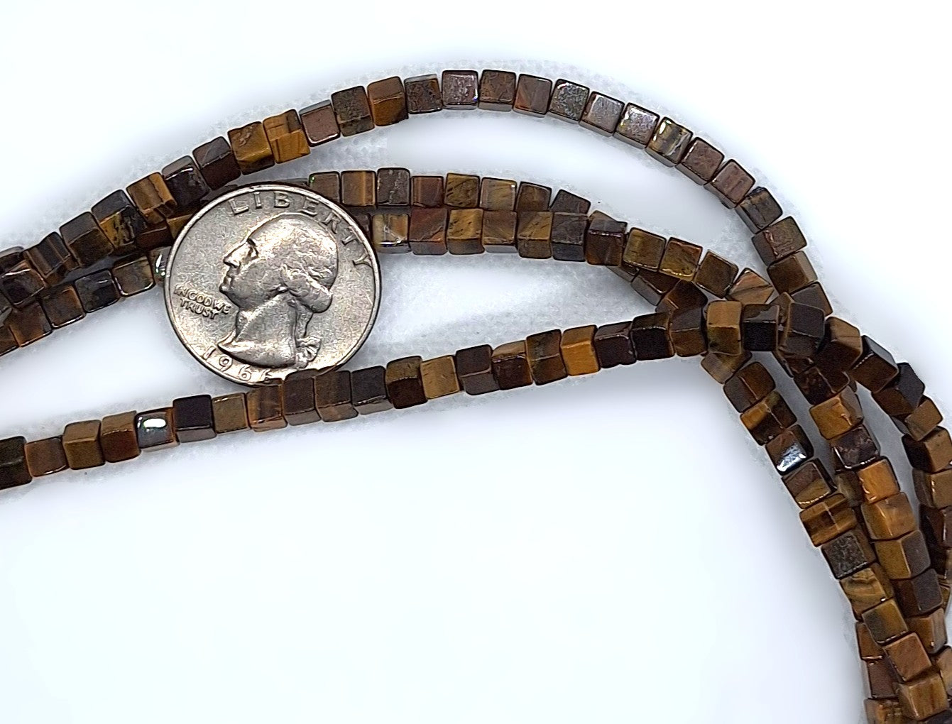 4mm Tiger's Eye Cube Gemstone Beads 16-Inch Strand