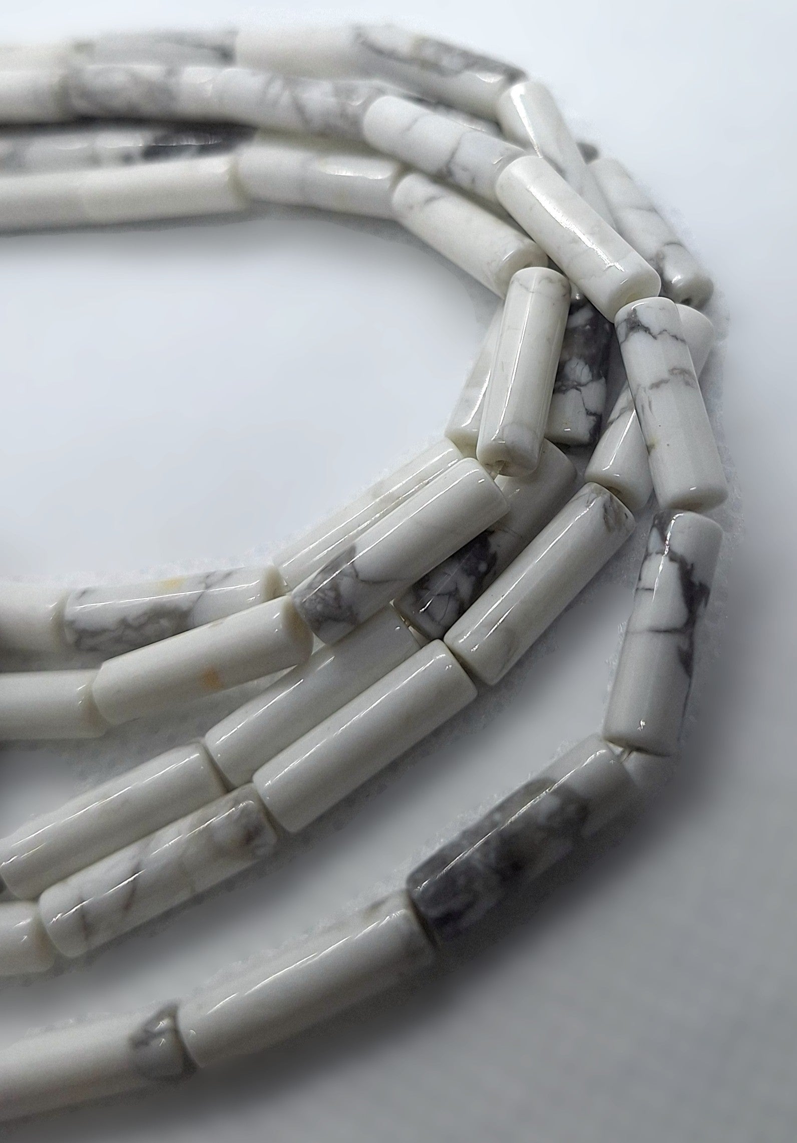 13x4mm Howlite Tube Gemstone Beads 16-Inch Strand