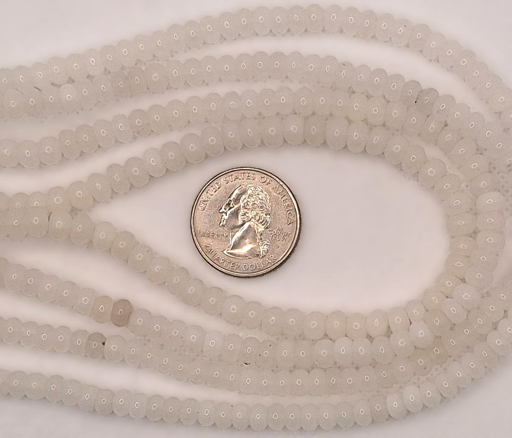 6x4mm White Jade Smooth Rondelle Gemstone Beads 16-inch Strand