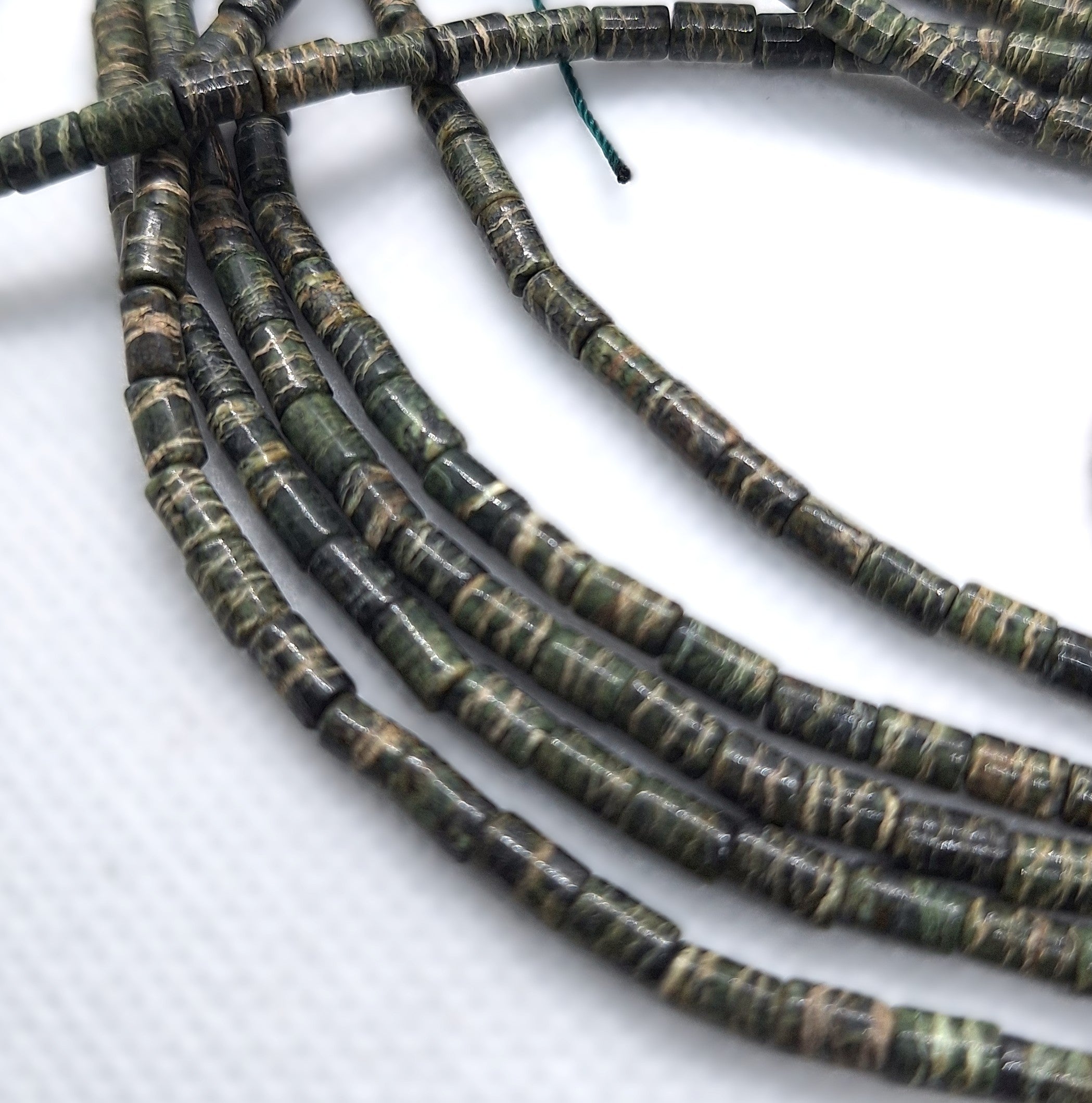 6x3mm Zebra Jasper Cylinder Tube Gemstone Beads 16-Inch Strand