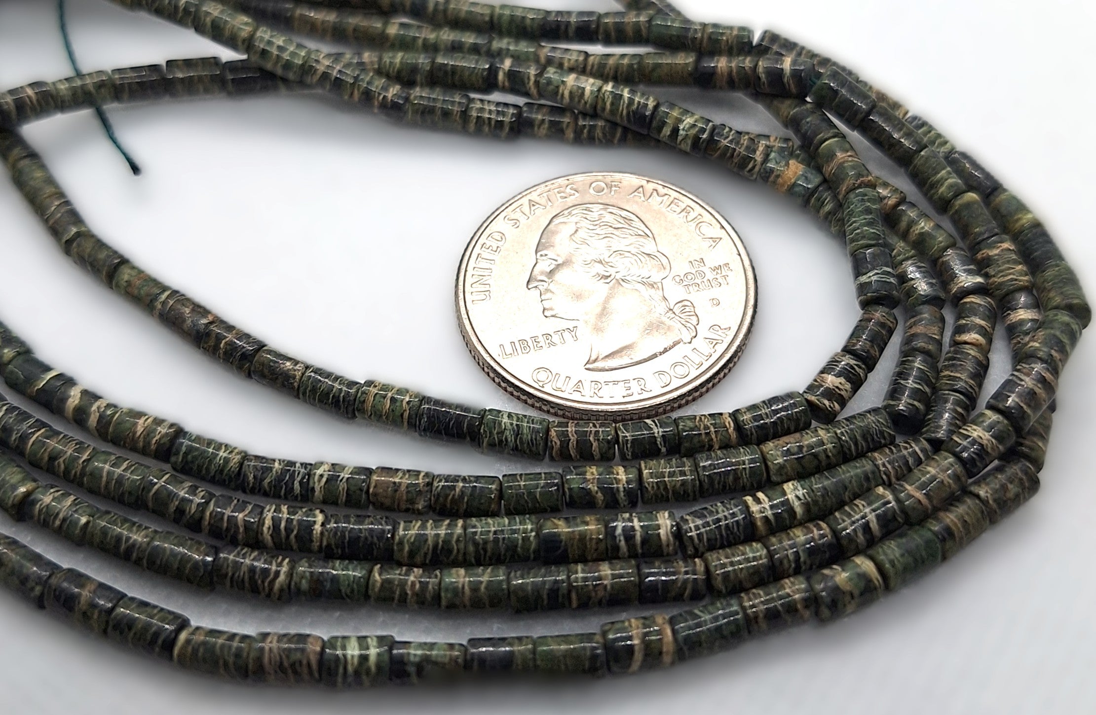 6x3mm Zebra Jasper Cylinder Tube Gemstone Beads 16-Inch Strand