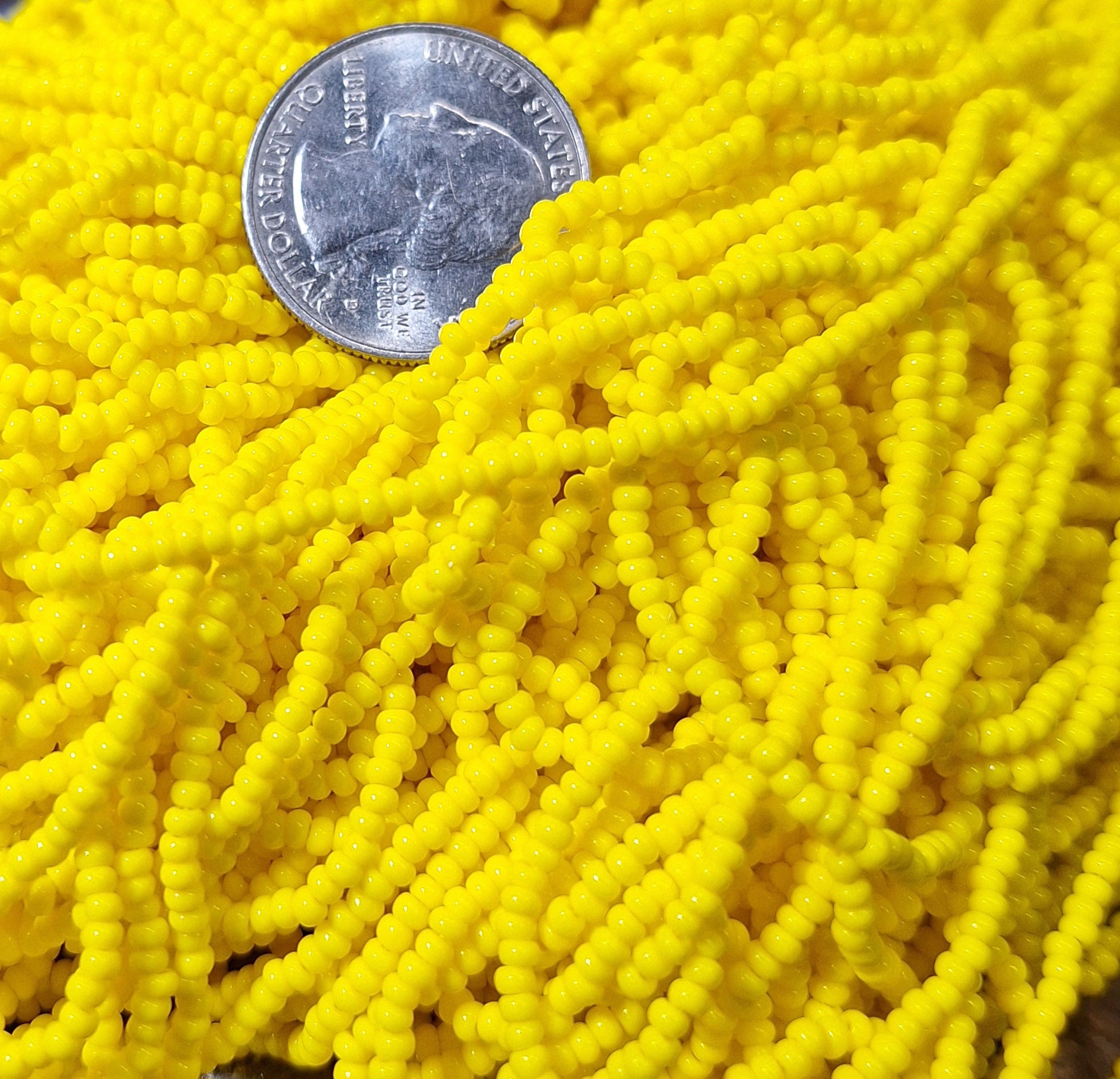 10/0 Sunny Yellow Opaque Czech Seed Beads Full Hank