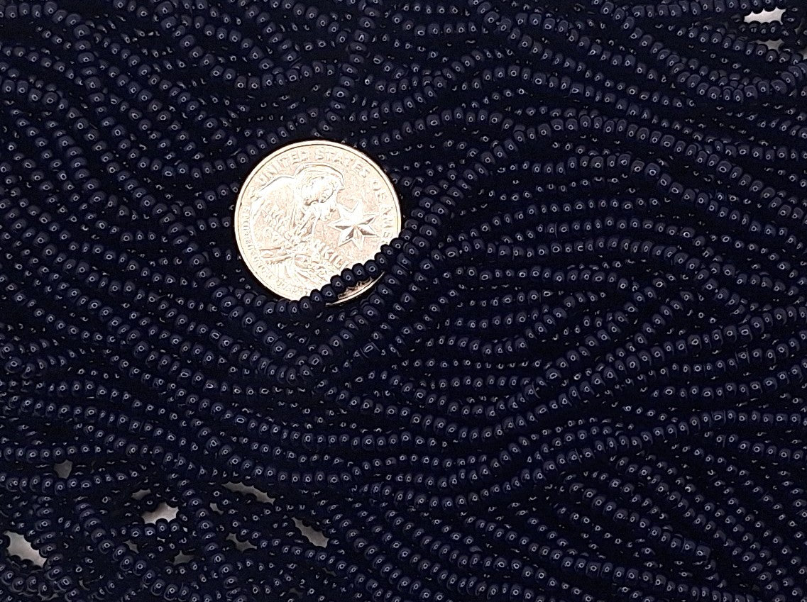 8/0 Navy Blue Opaque Czech Glass Seed Beads Half Hank
