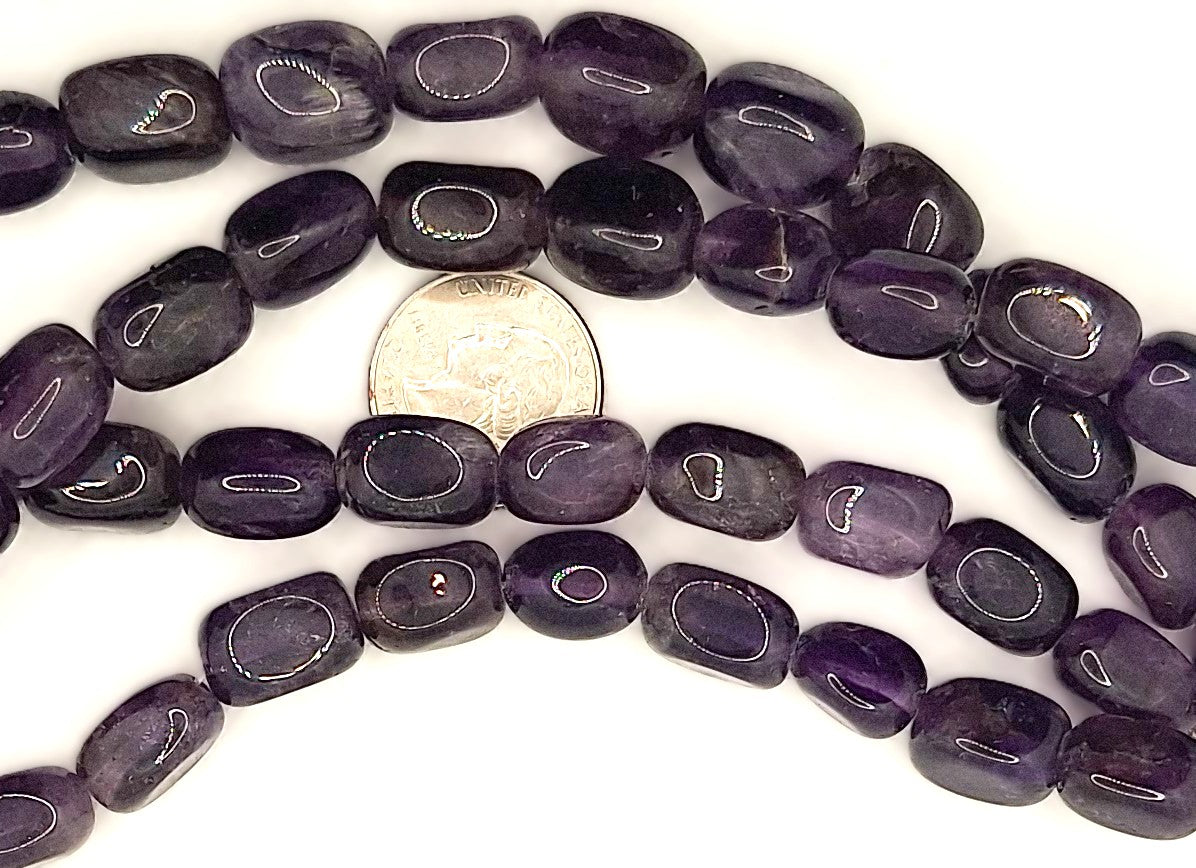 15x10mm Amethyst Nugget Gemstone Beads 8-inch Strand