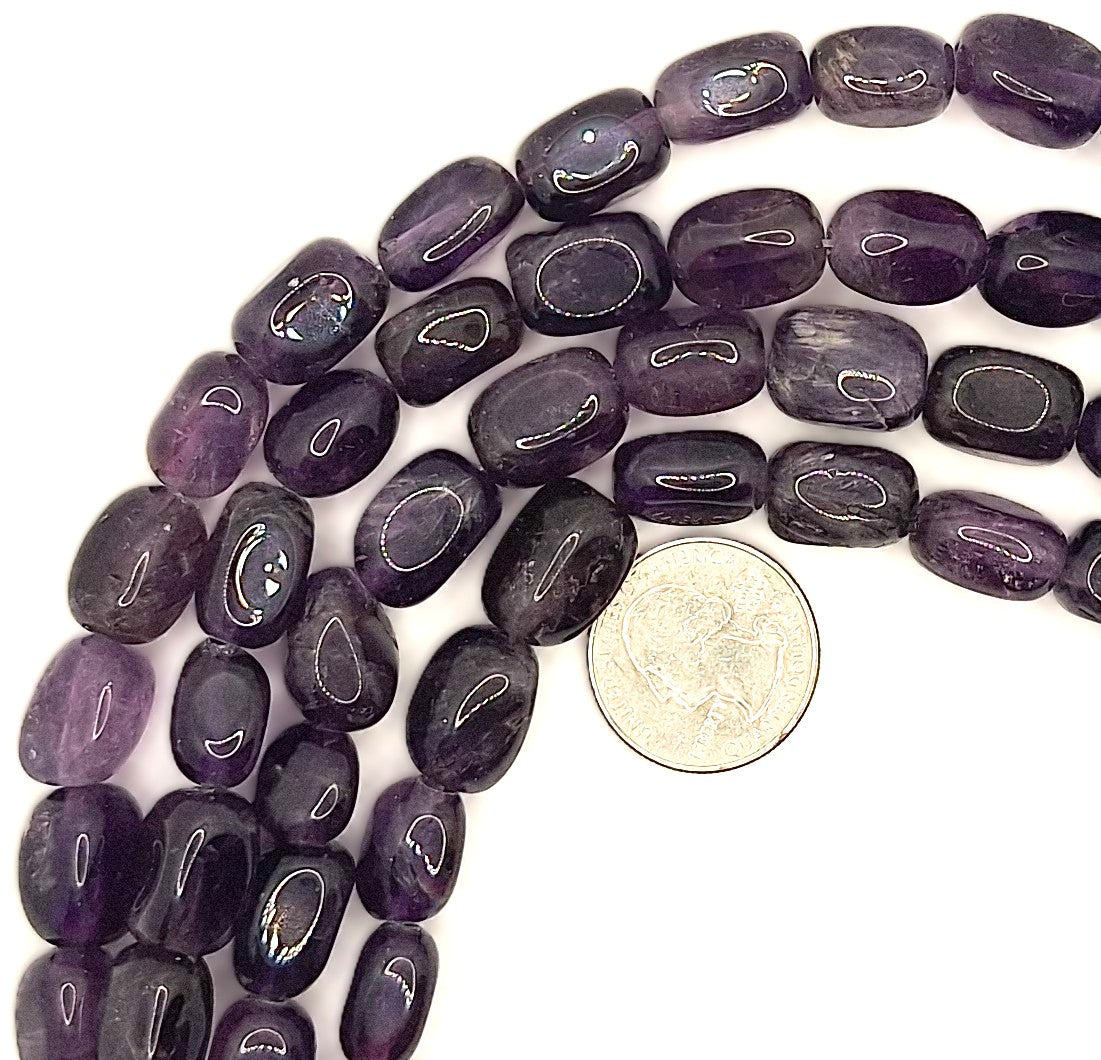 15x10mm Amethyst Nugget Gemstone Beads 8-inch Strand
