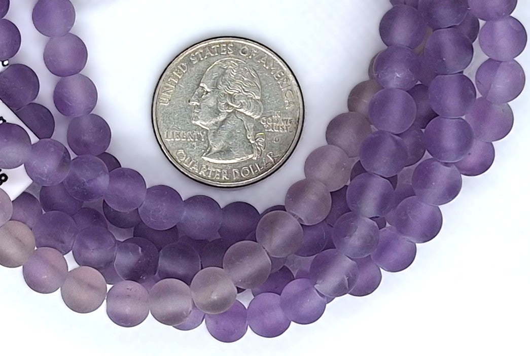 7mm Matte Amethyst Round Gemstone Beads 8-Inch Strand