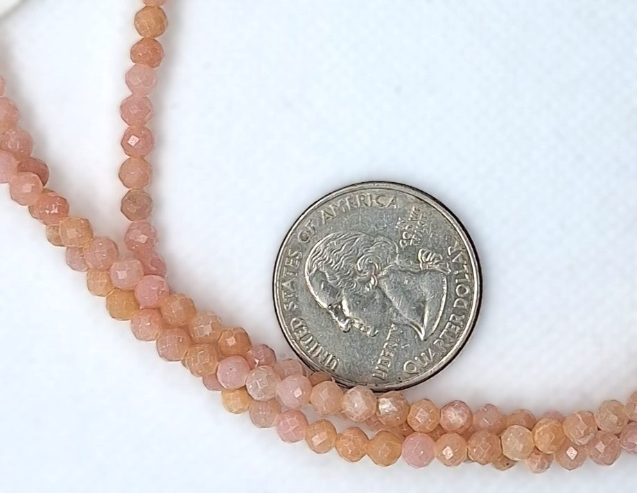 4mm Chinese Pink Opal Faceted Round Gemstone Beads 8-Inch Strand
