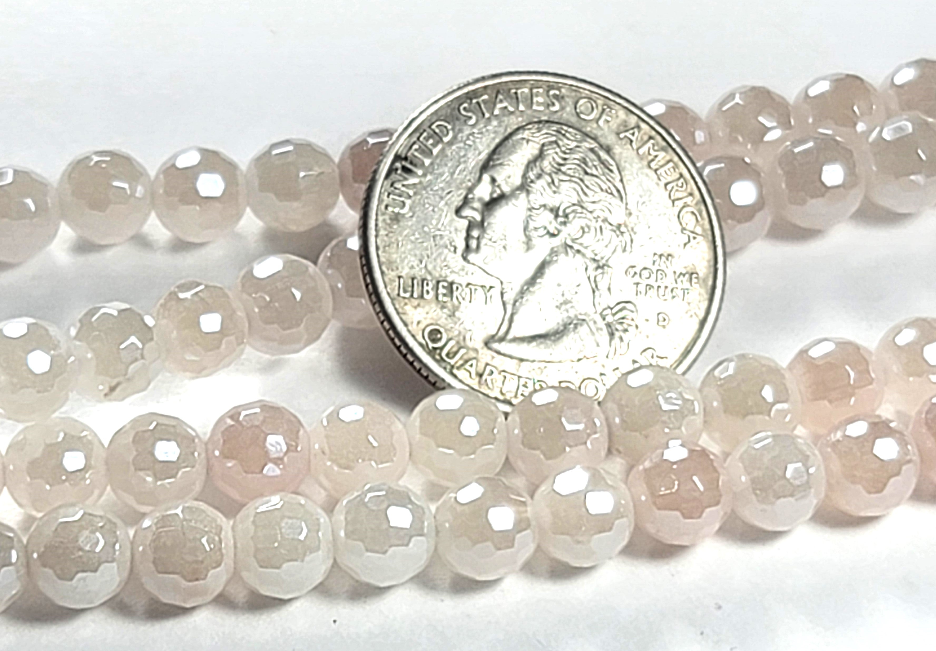 6mm Mystic Rose Quartz Faceted Round Gemstone Beads 8-Inch Strand
