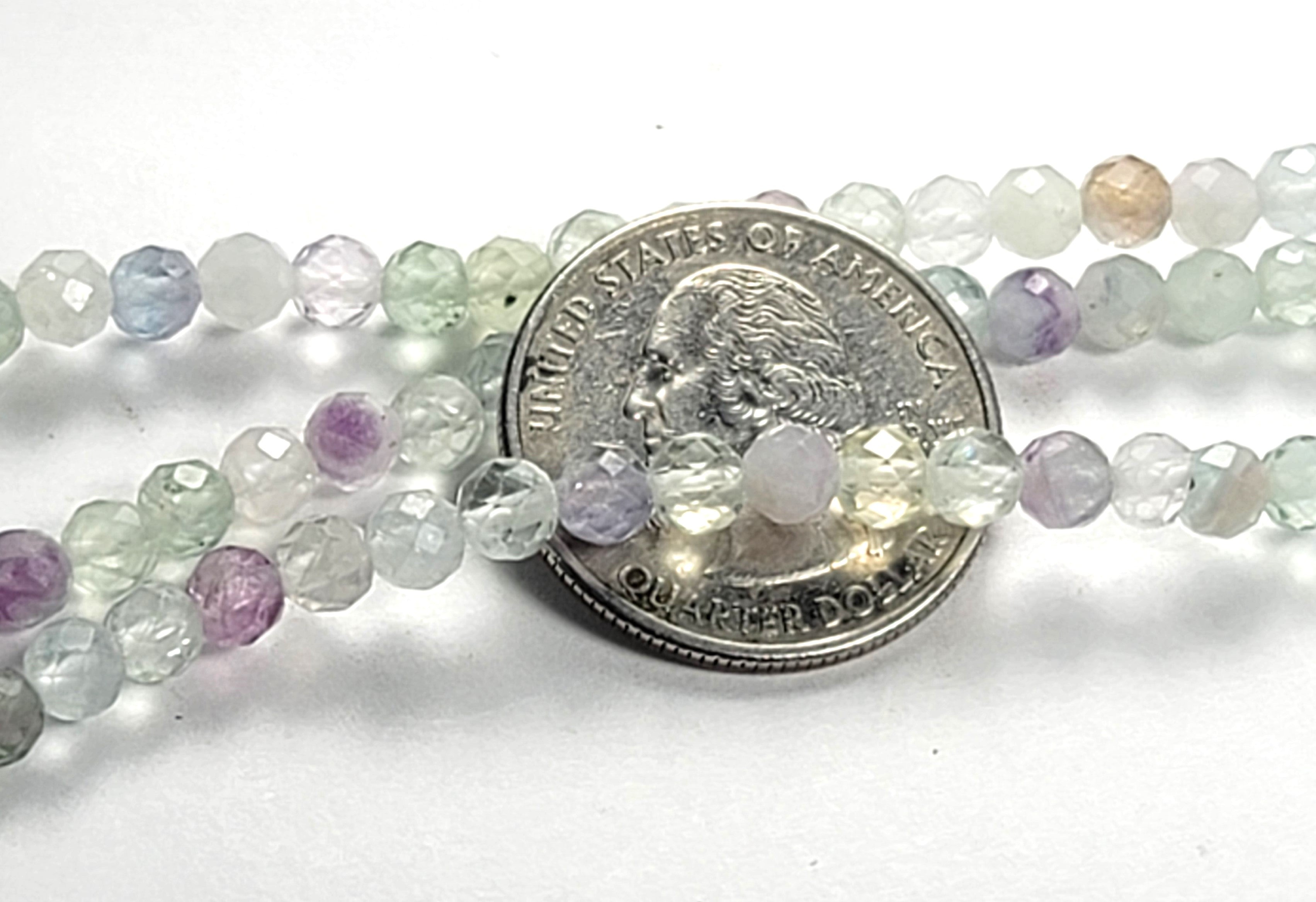 5mm Rainbow Fluorite Faceted Round Gemstone Beads 8-Inch Strand