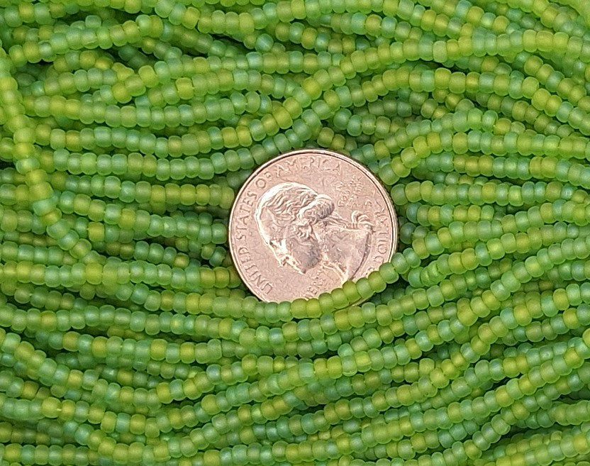 8/0 Olivine Green Matte AB Czech Glass Seed Beads Half Hank