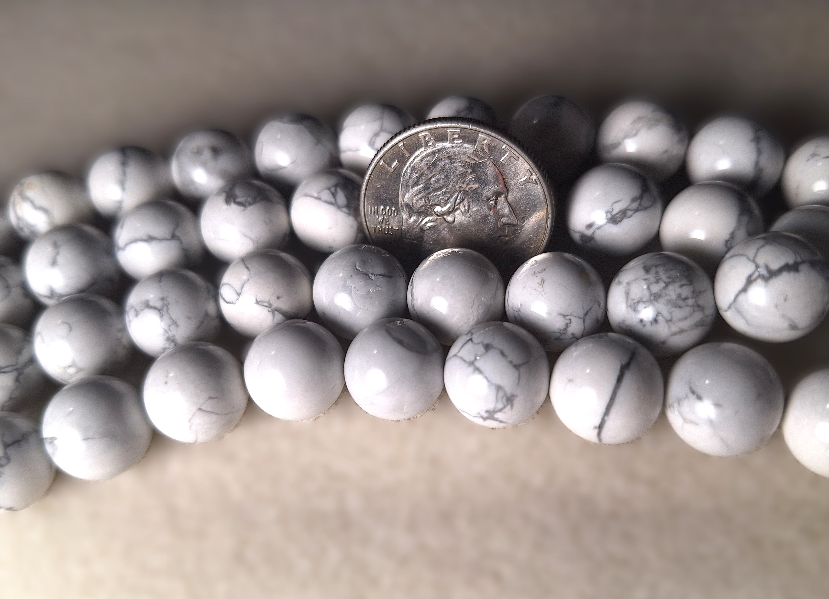 12mm White Howlite Round Gemstone Beads 16-Inch Strand