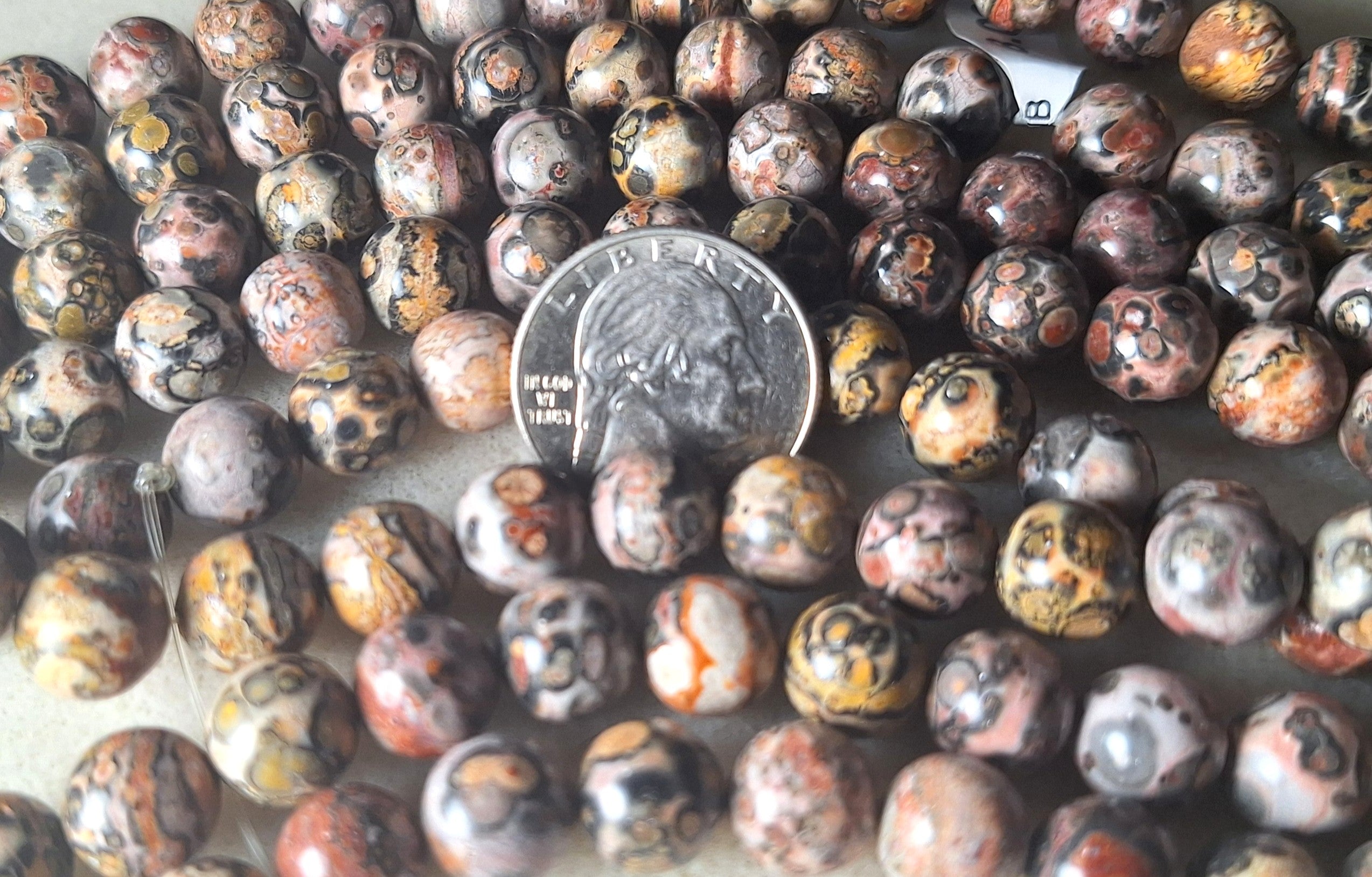 10mm Leopard Skin Jasper Round Gemstone Beads 16-Inch Strand