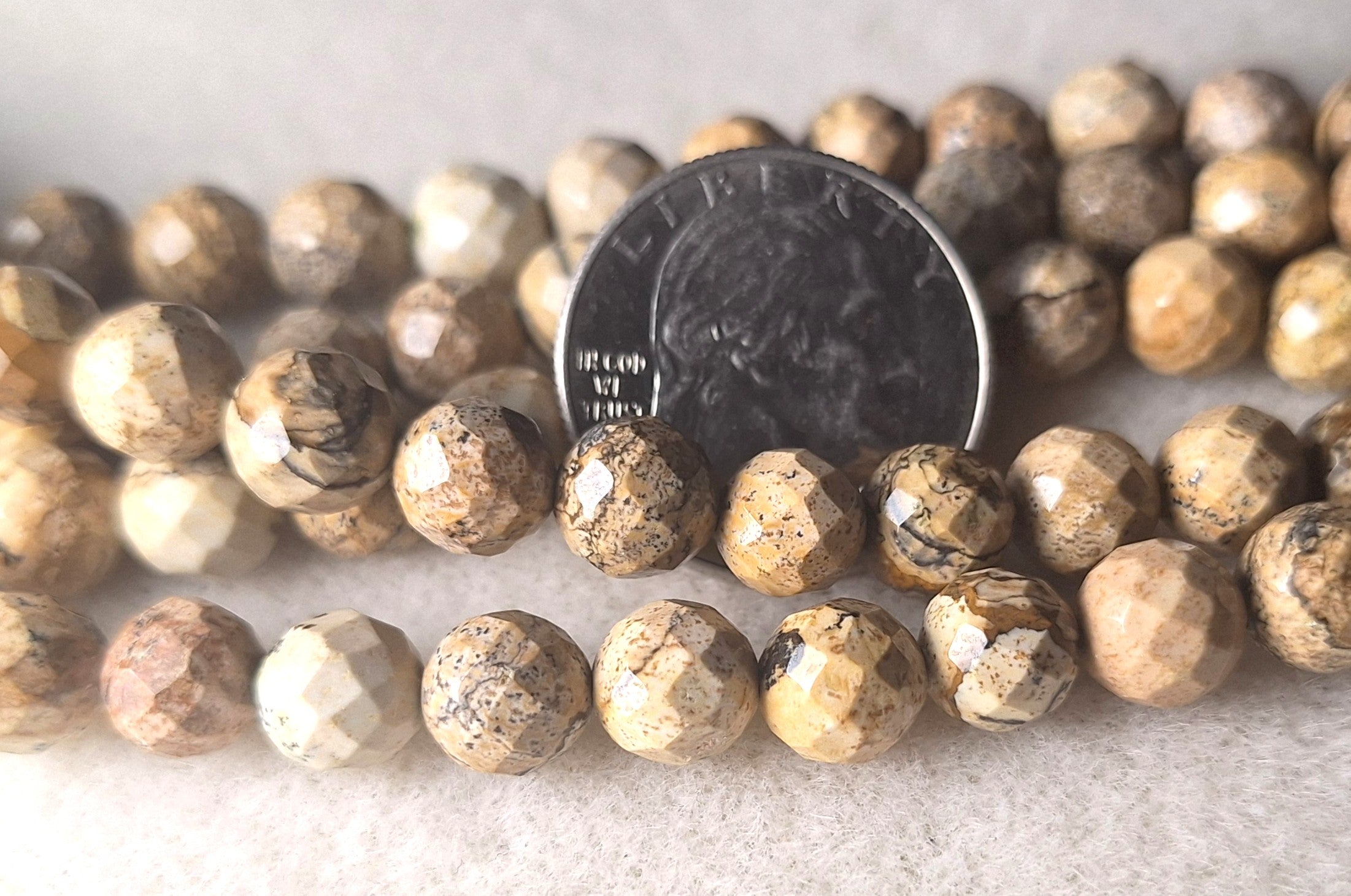 8mm Picture Jasper Faceted Round Gemstone Beads 16-Inch Strand