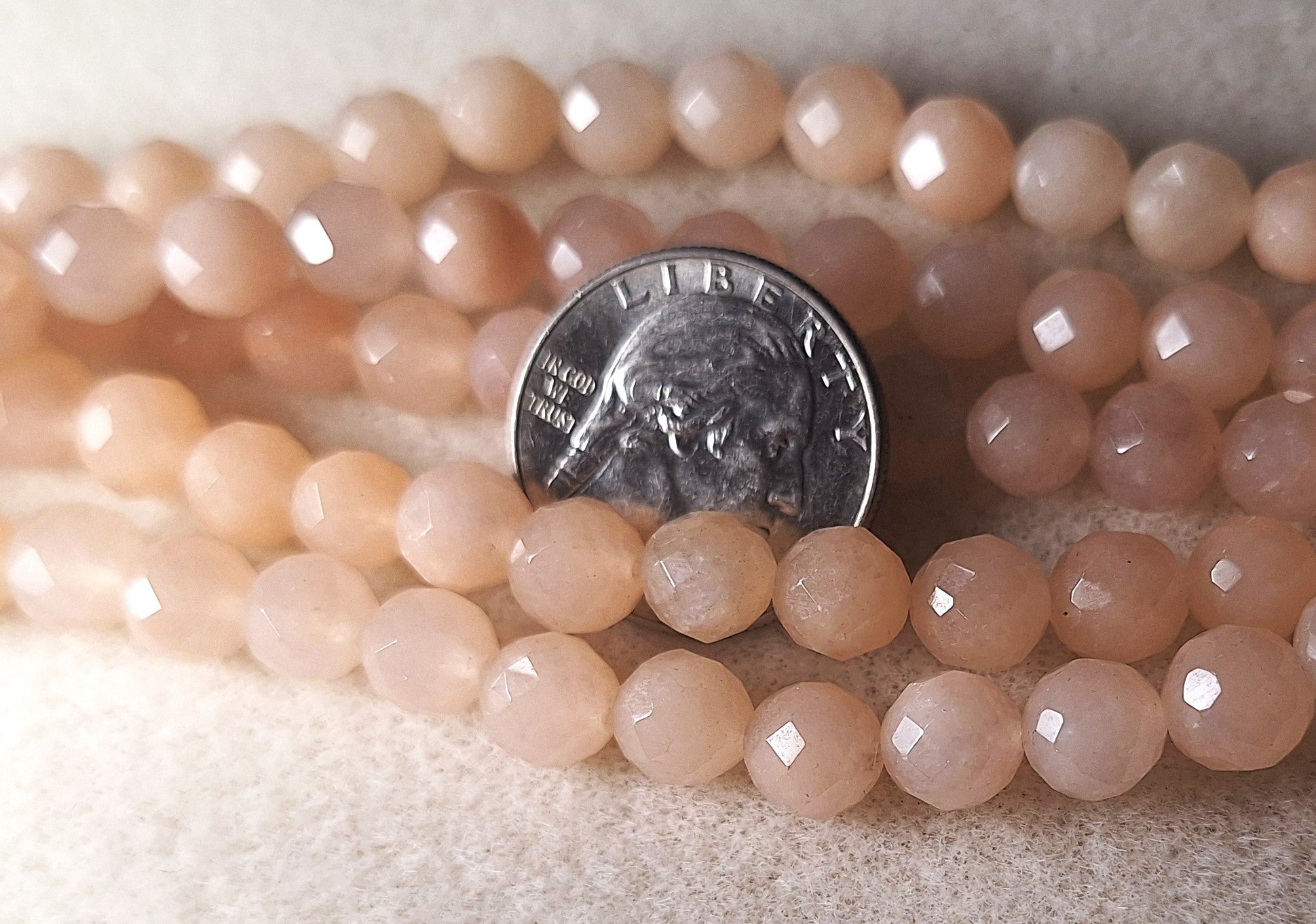 8mm Peach Aventurine Faceted Round Gemstone Beads 16-Inch Strand