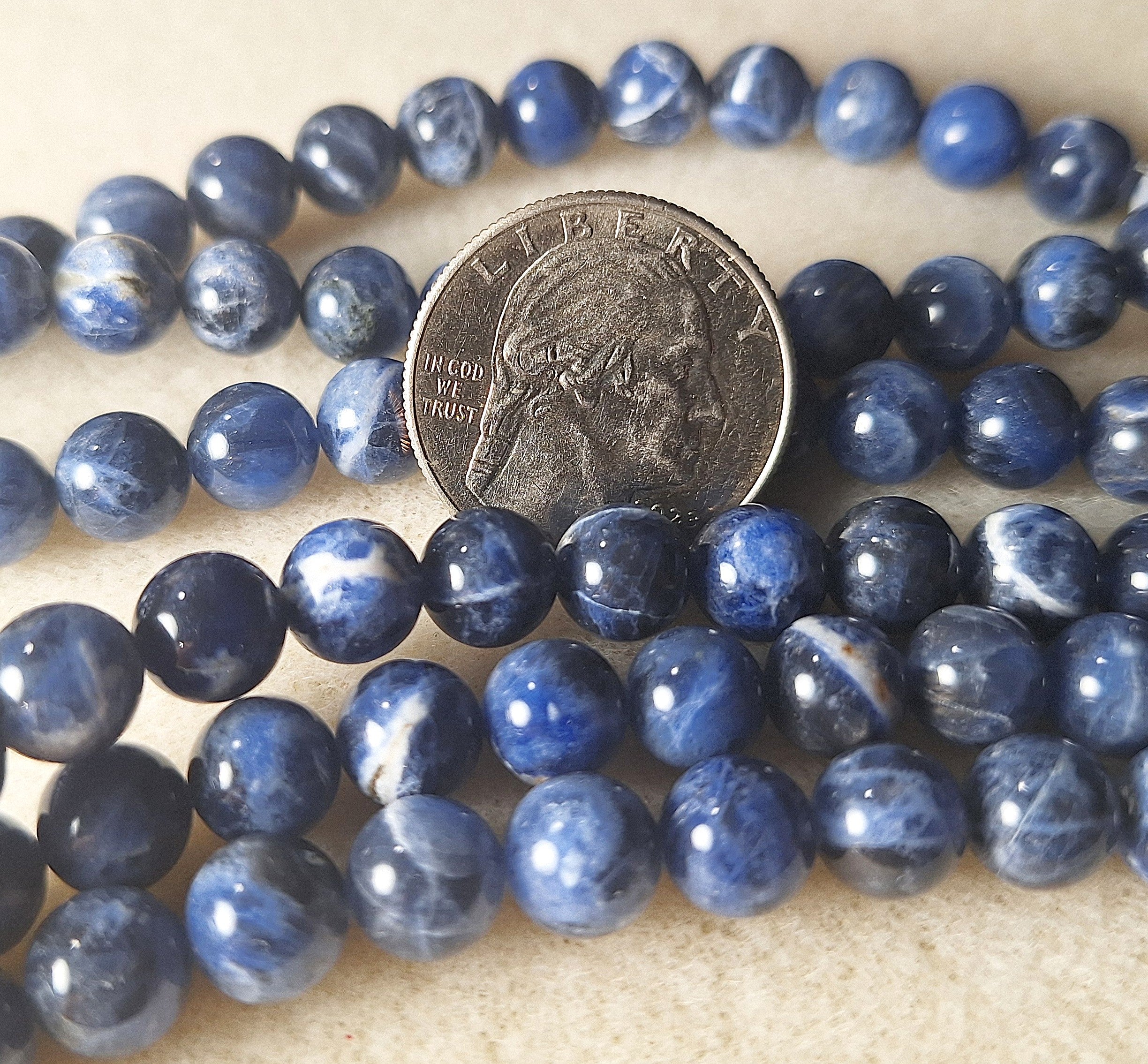 8mm Sodalite Round Gemstone Beads 16-Inch Strand