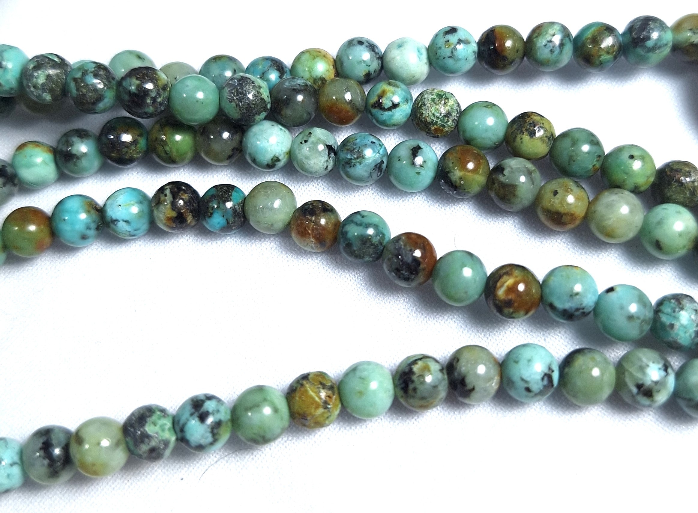 5mm African Turquoise Round Natural Gemstone Beads 16-Inch Strand