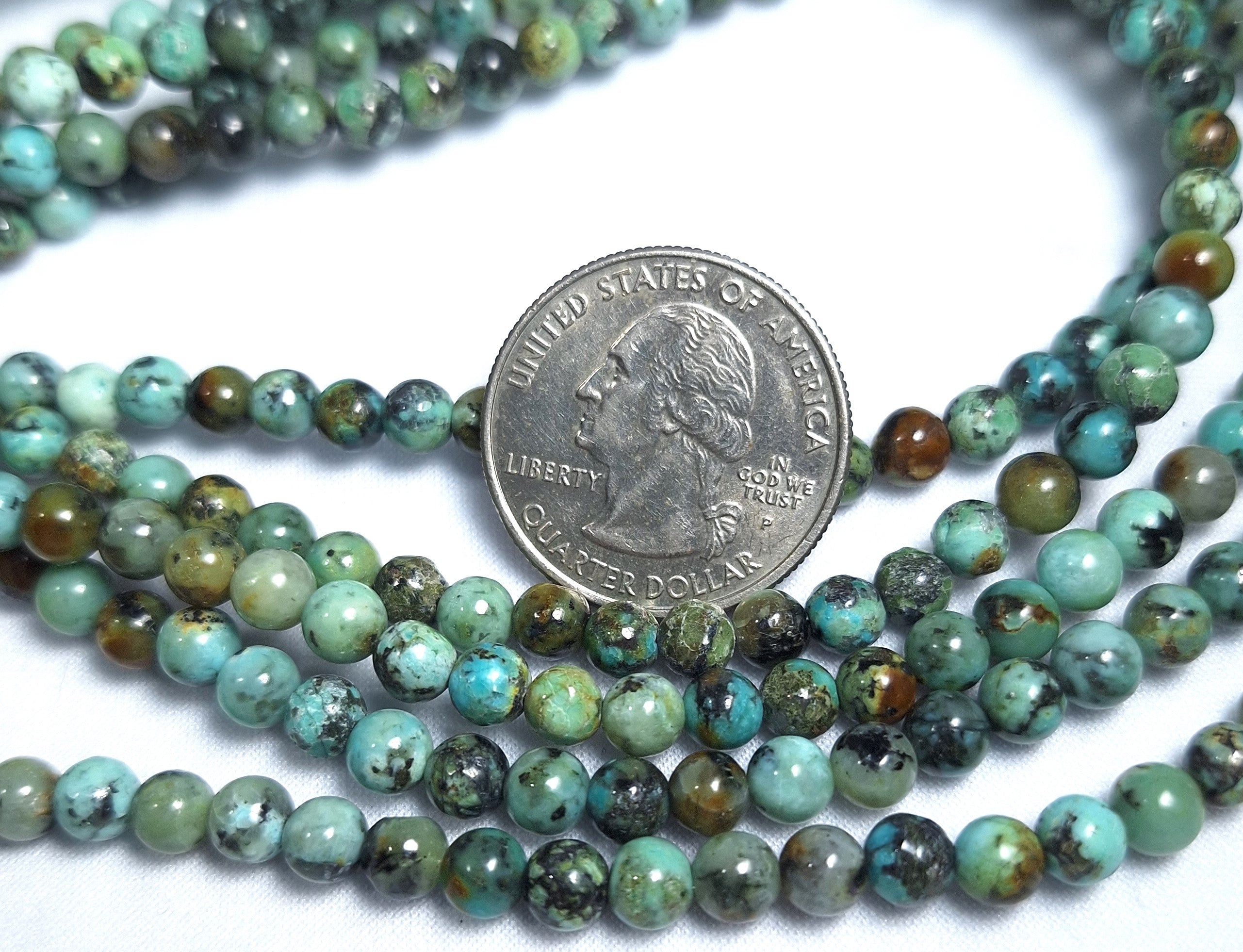 5mm African Turquoise Round Natural Gemstone Beads 16-Inch Strand