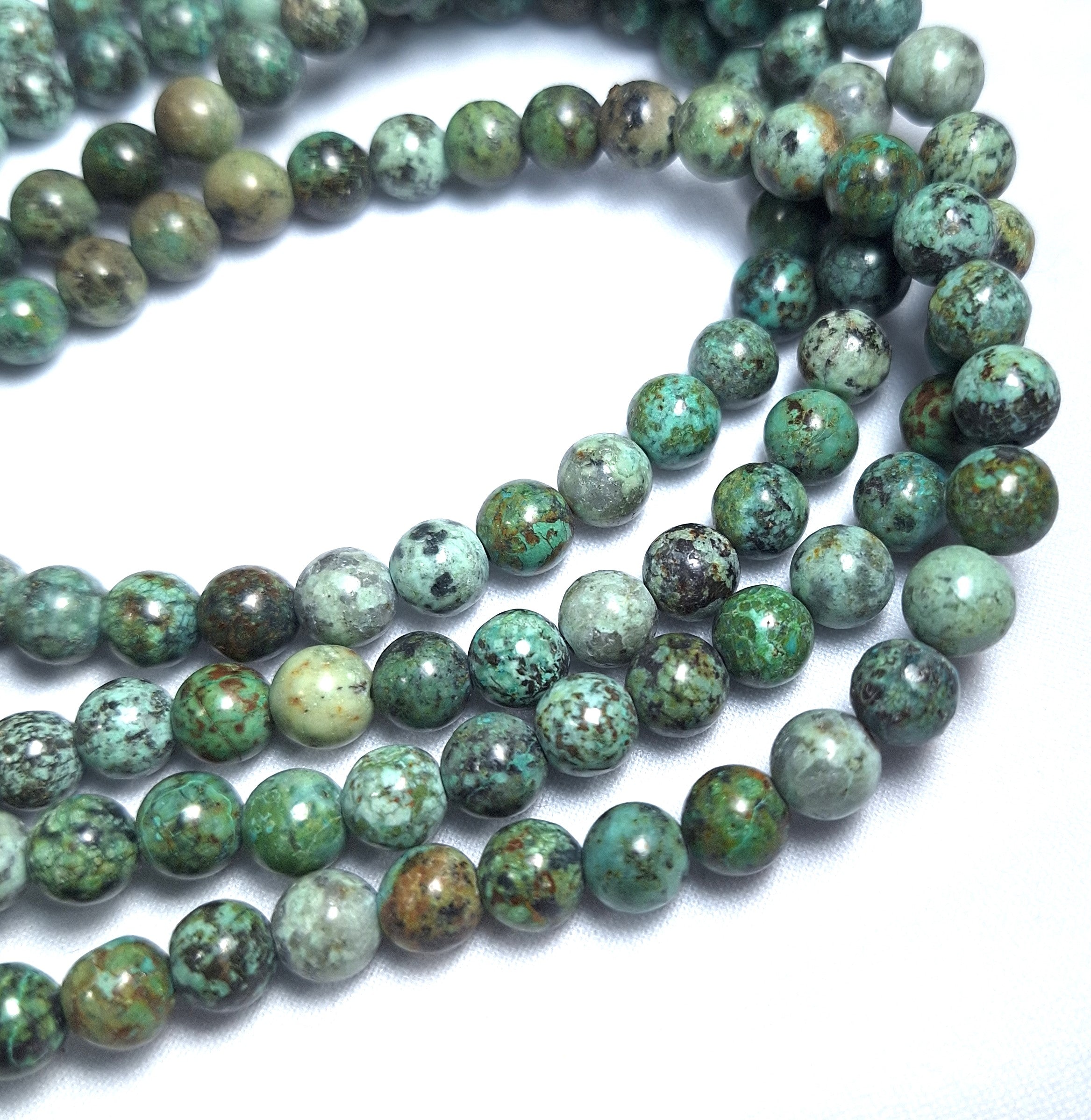 5mm African Turquoise Round Natural Gemstone Beads 16-Inch Strand