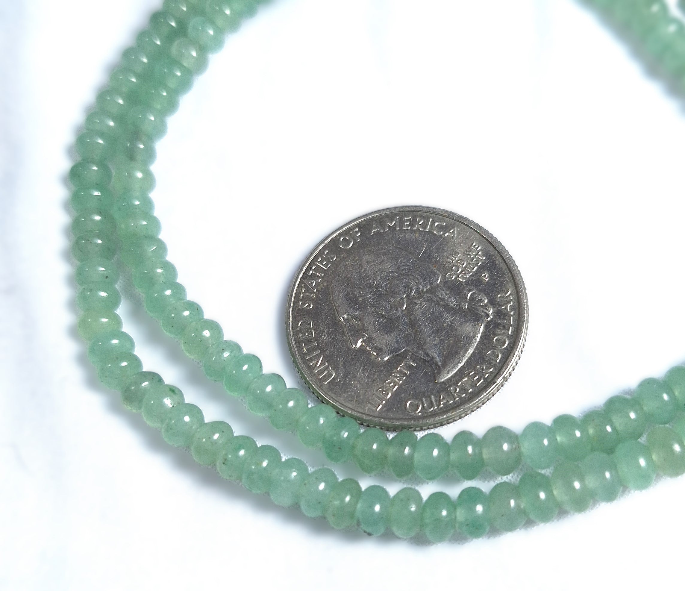 4x3mm Green Aventurine Smooth Rondelle Gemstone Beads 16-Inch Strand